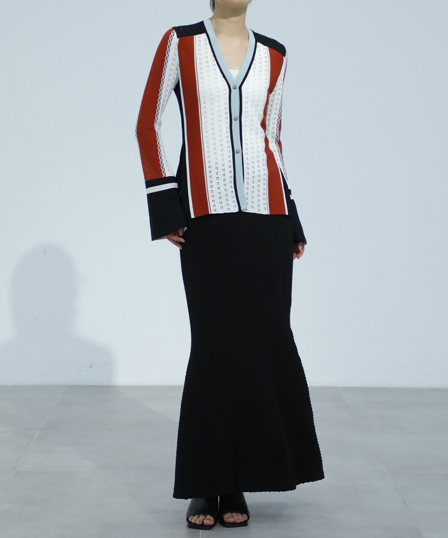 Geometric Pattern Knitted Cardigan Mame Kurogouchi
