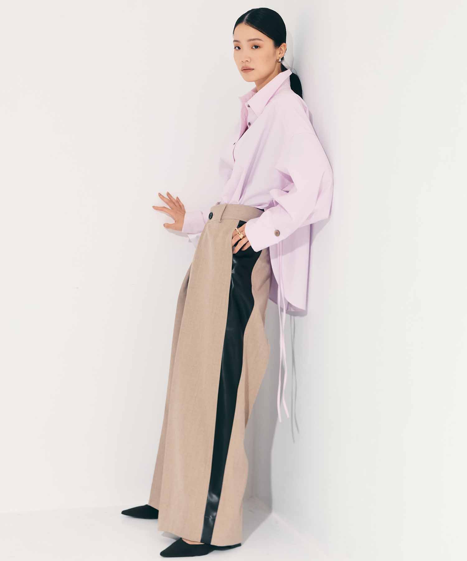 Side Leather Flare Trousers STUDIOUS
