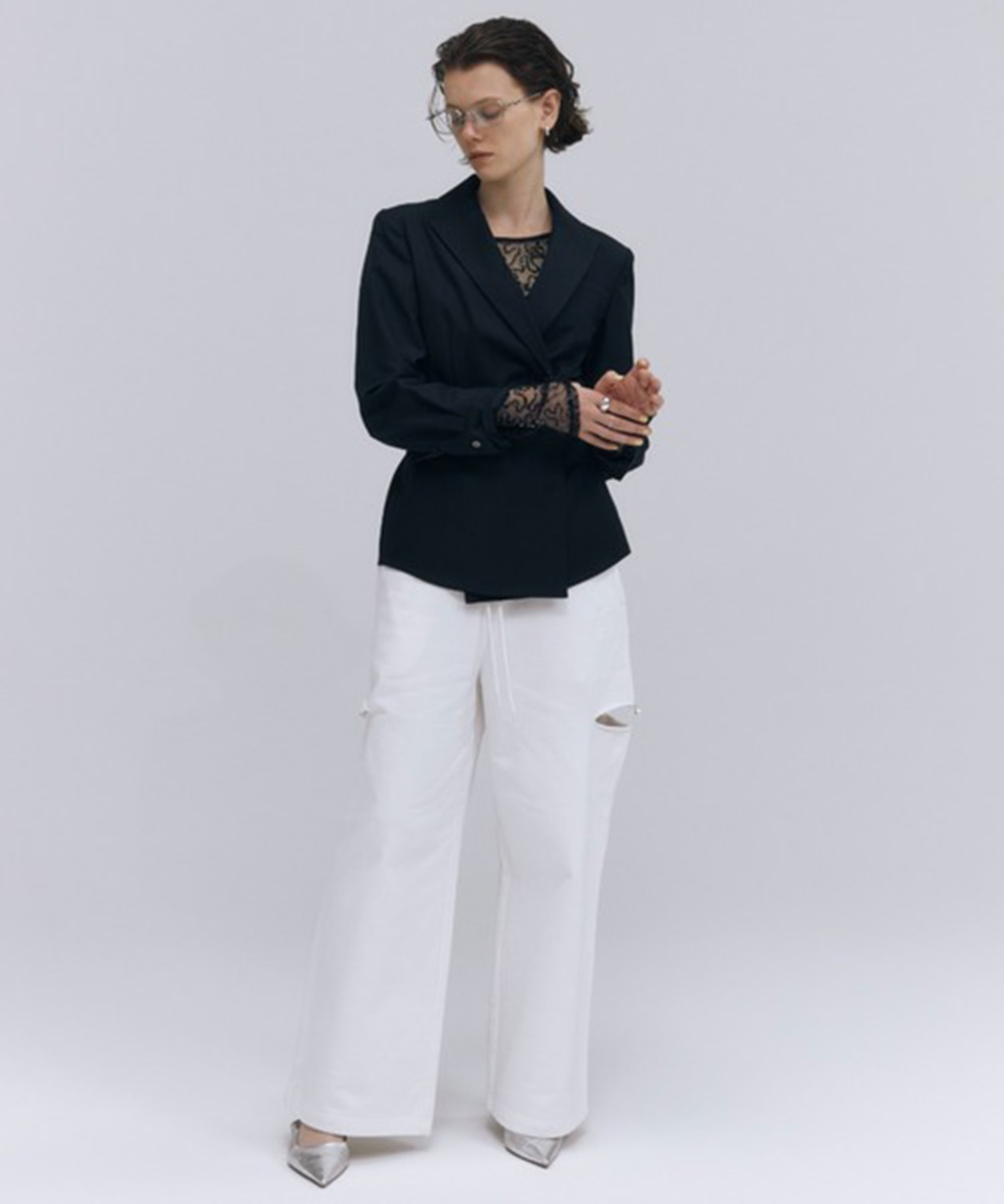 SLIT SWEAT PANTS with PEARL JOSEMOON