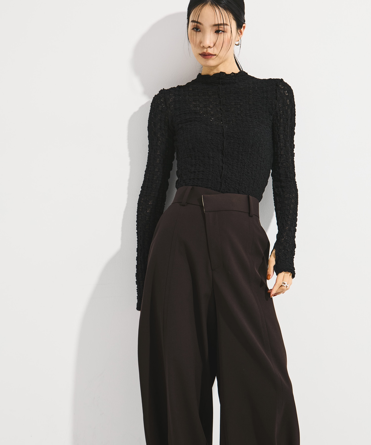 Wool Barrel Leg Trousers STUDIOUS