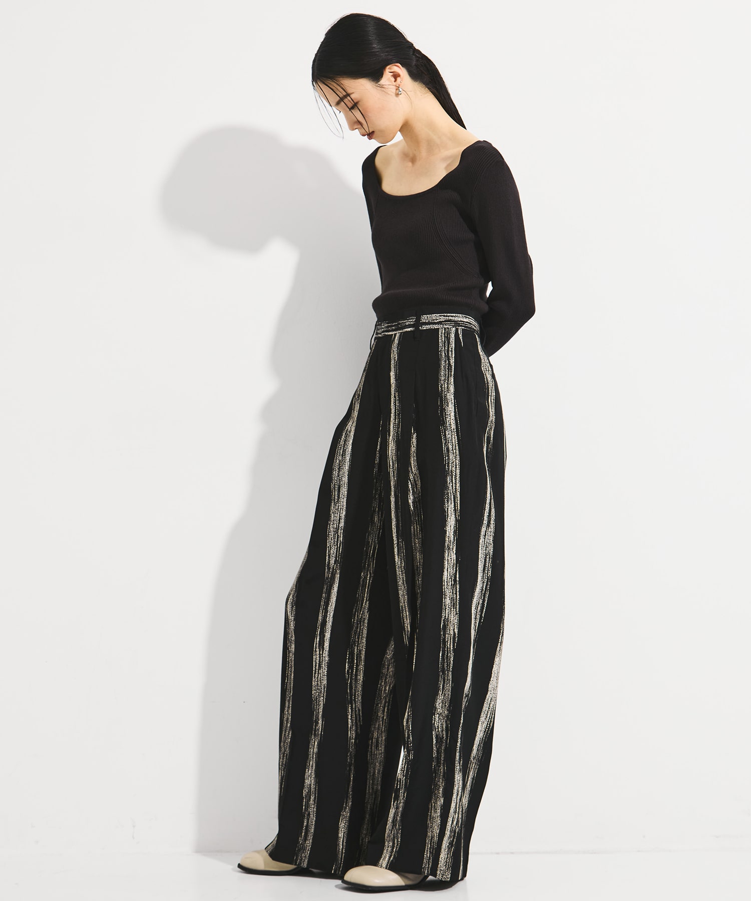 Stitch stripe pants AKIRANAKA