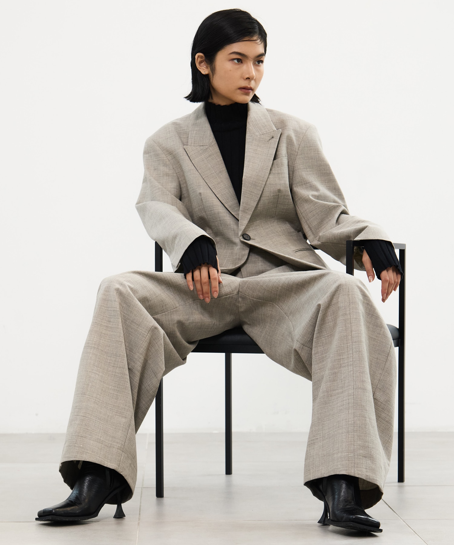 Wool Barrel Leg Trousers STUDIOUS