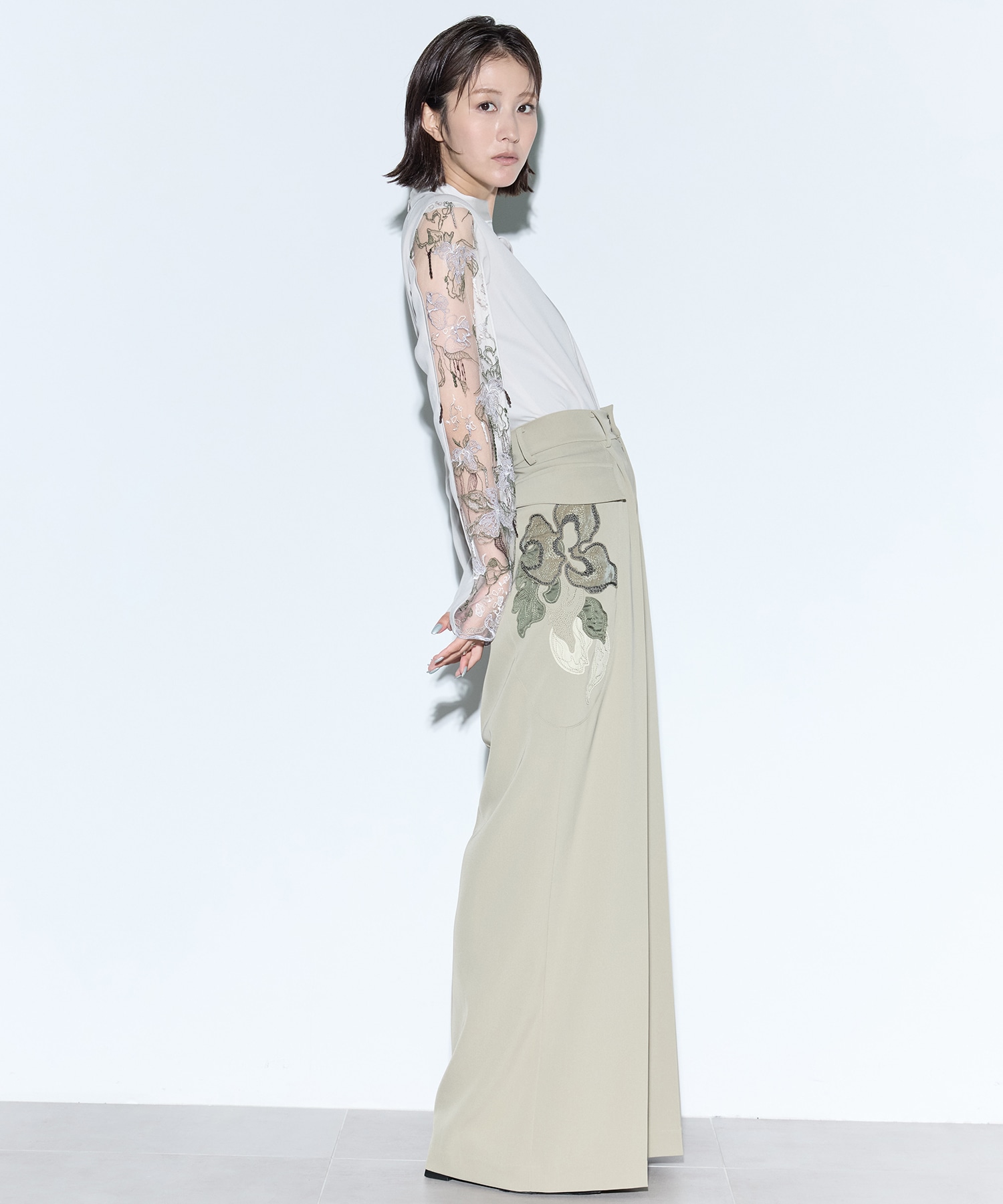 Patchwork embroidered slacks MURRAL