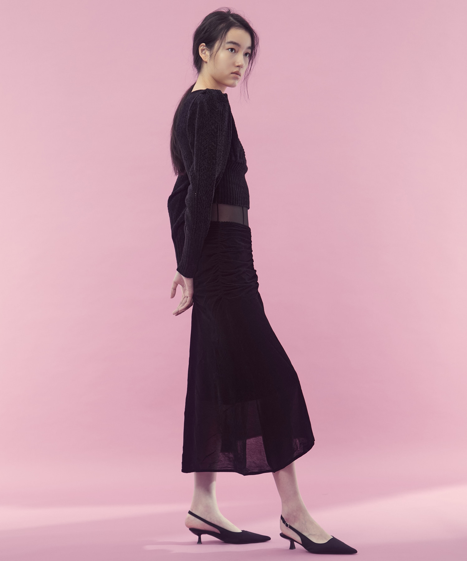 Velvet tulle gathered skirt FETICO