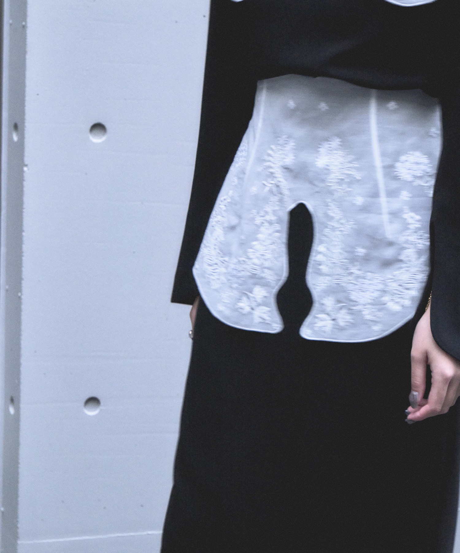 Triacetate Georgette Embroidery Peplum Skirt Mame Kurogouchi