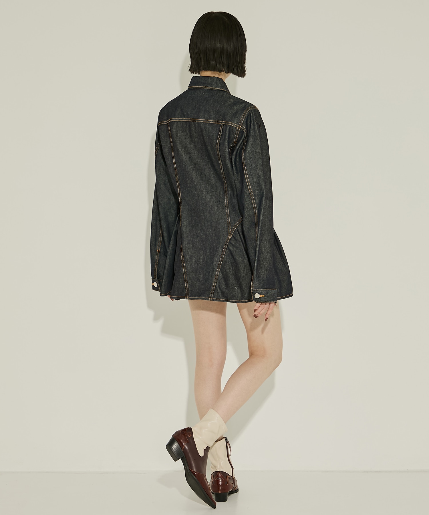 RIGID DENIM PEPLUM JACKET JOHN LAWRENCE SULLIVAN
