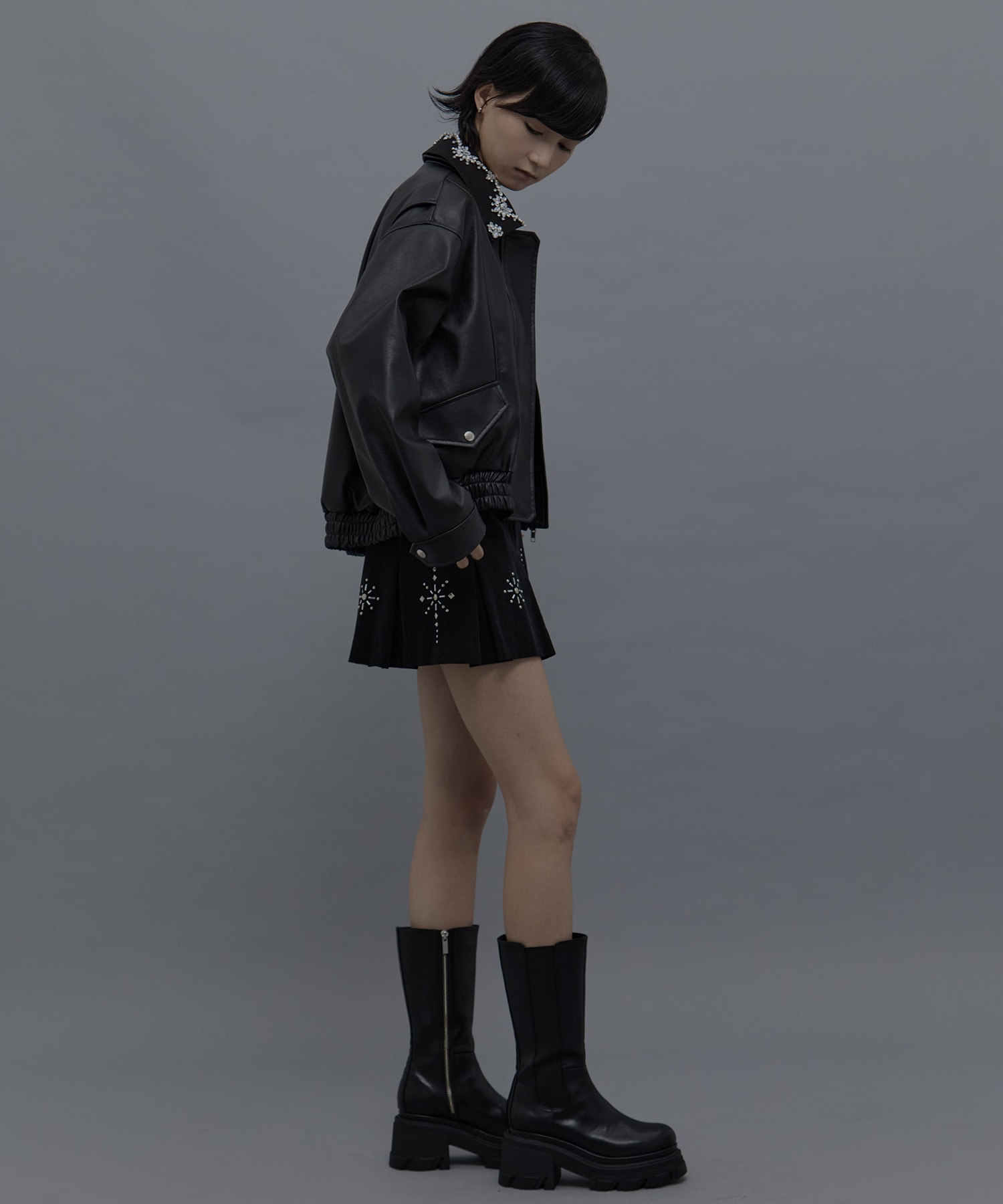 crystal bijou collar 2WAY blouson tanakadaisuke