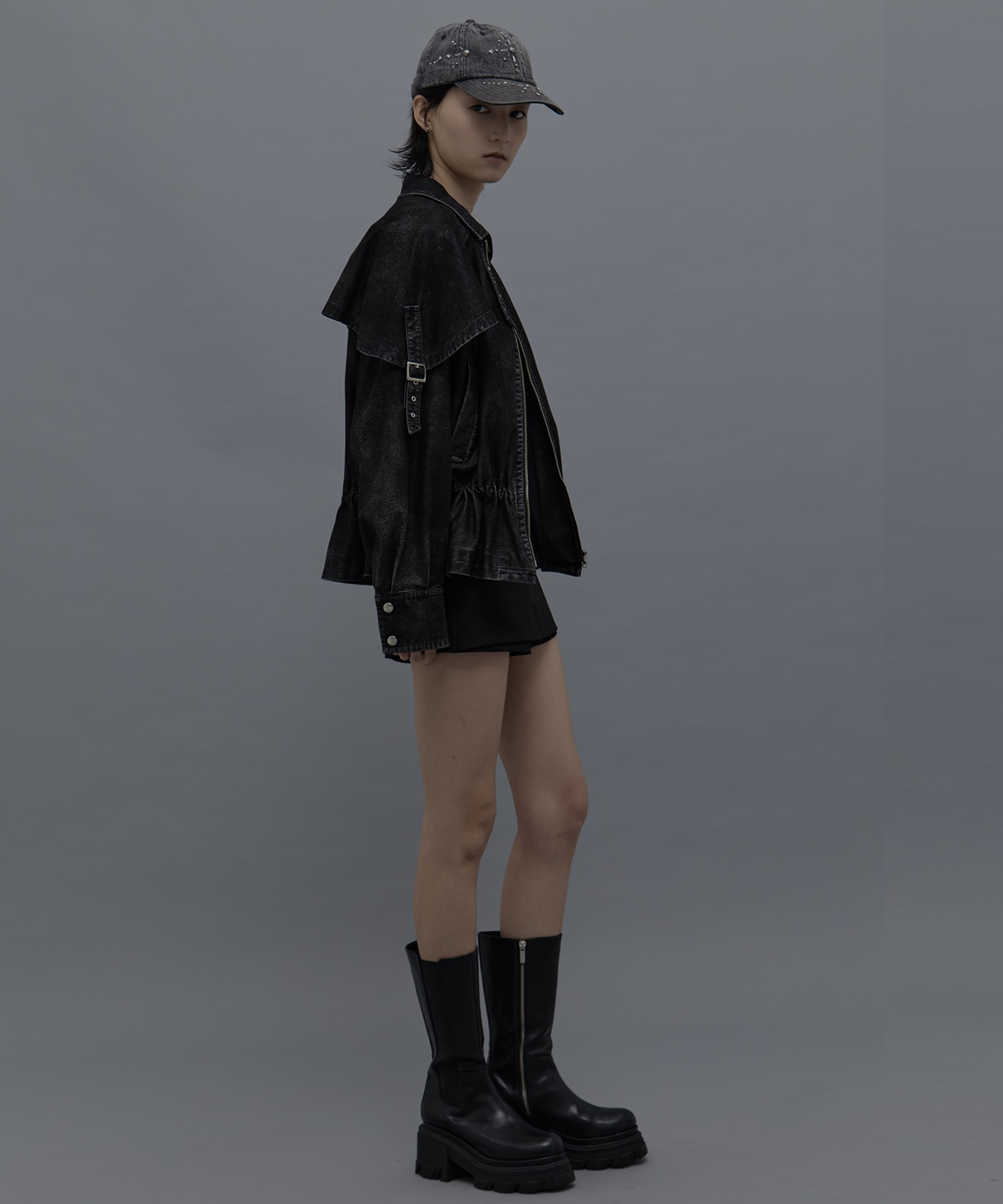 drawstring fade leather blouson tanakadaisuke