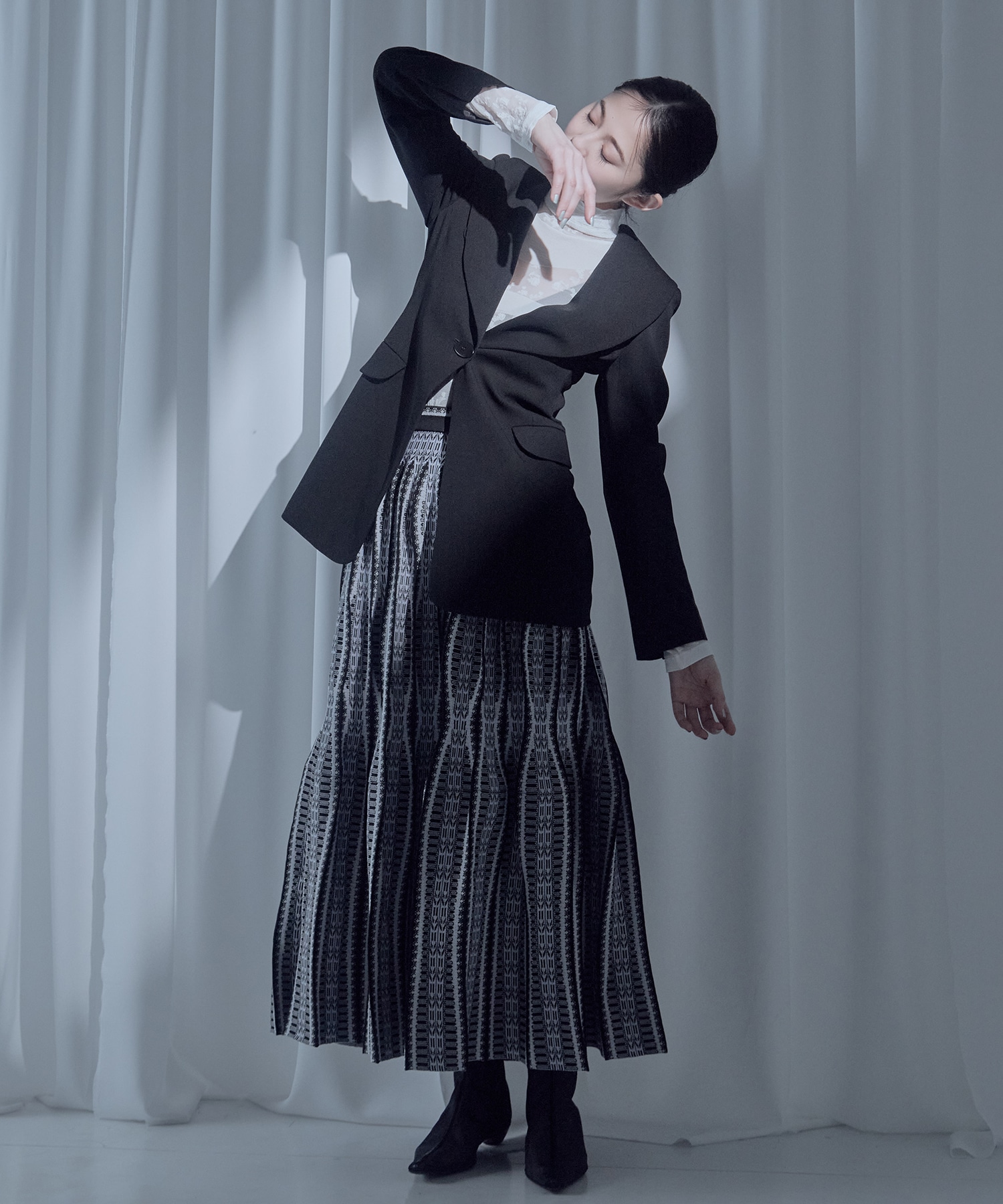 Wool Venetian Shawl Collar Jacket Mame Kurogouchi