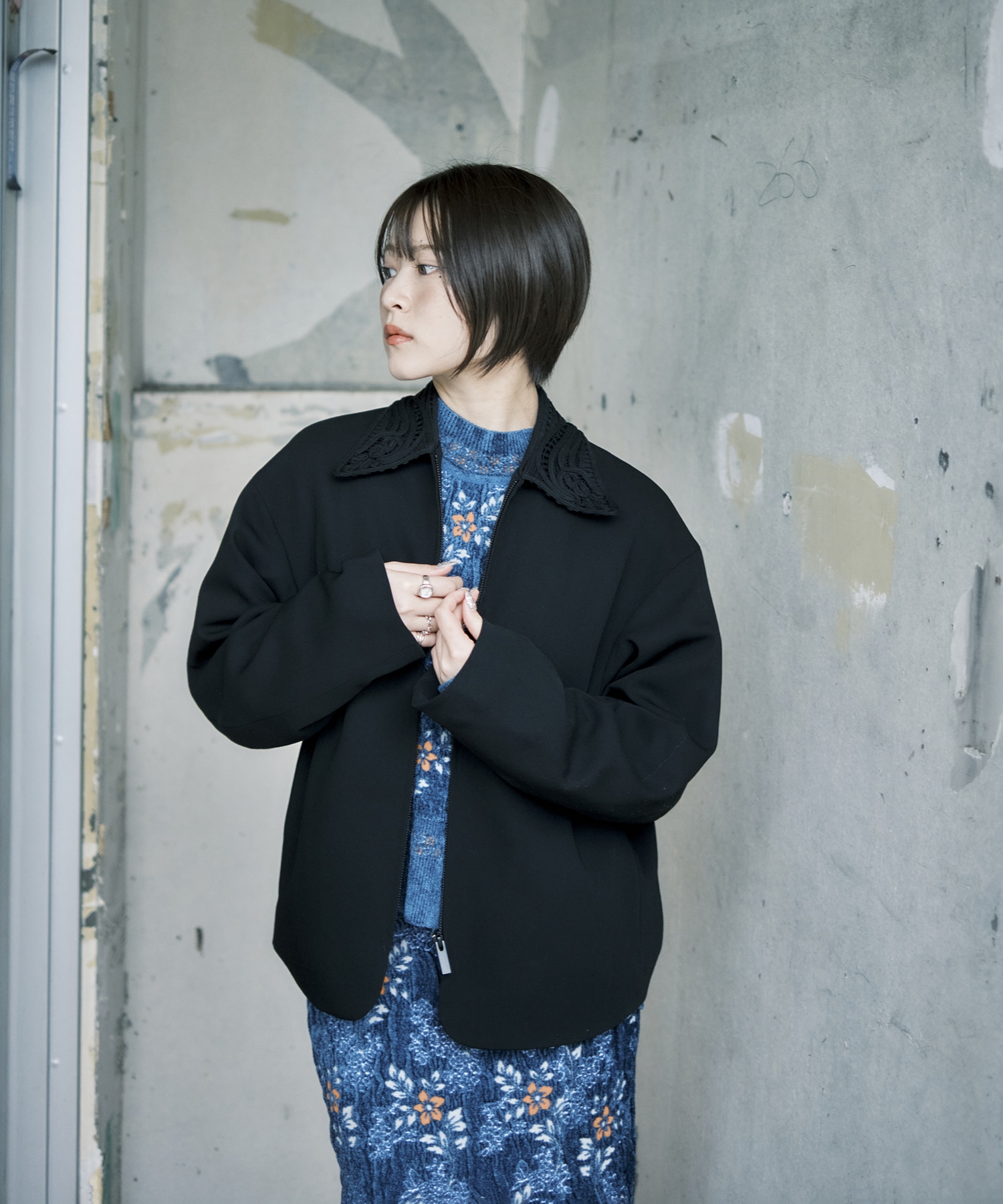 Wool Venetian Embroidery Collar Jacket Mame Kurogouchi