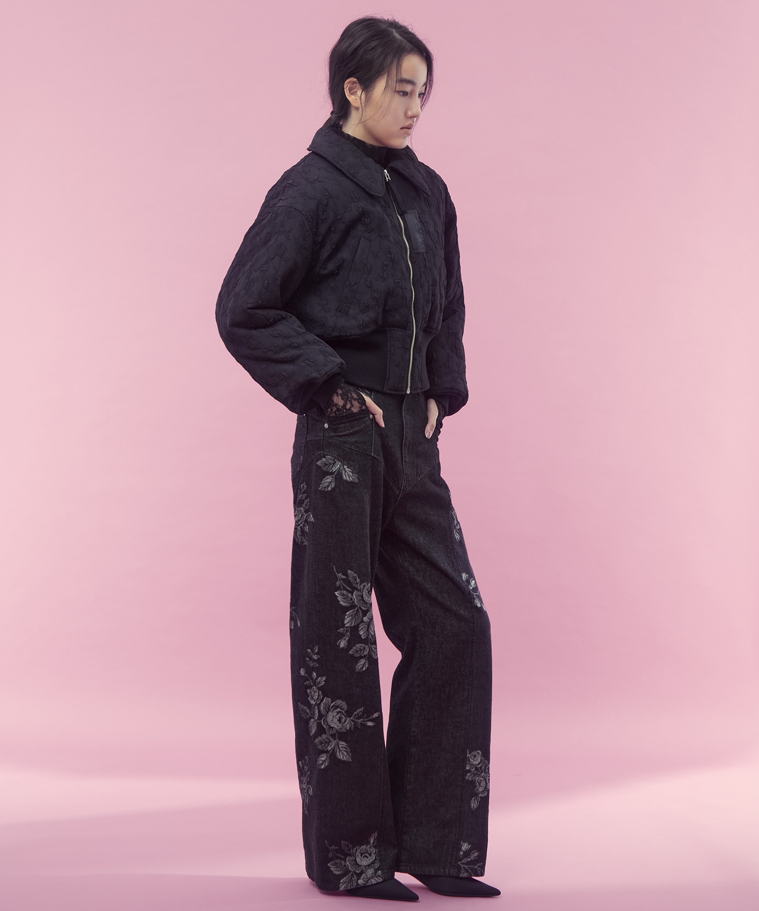 Floral jacquard bomber jacket FETICO