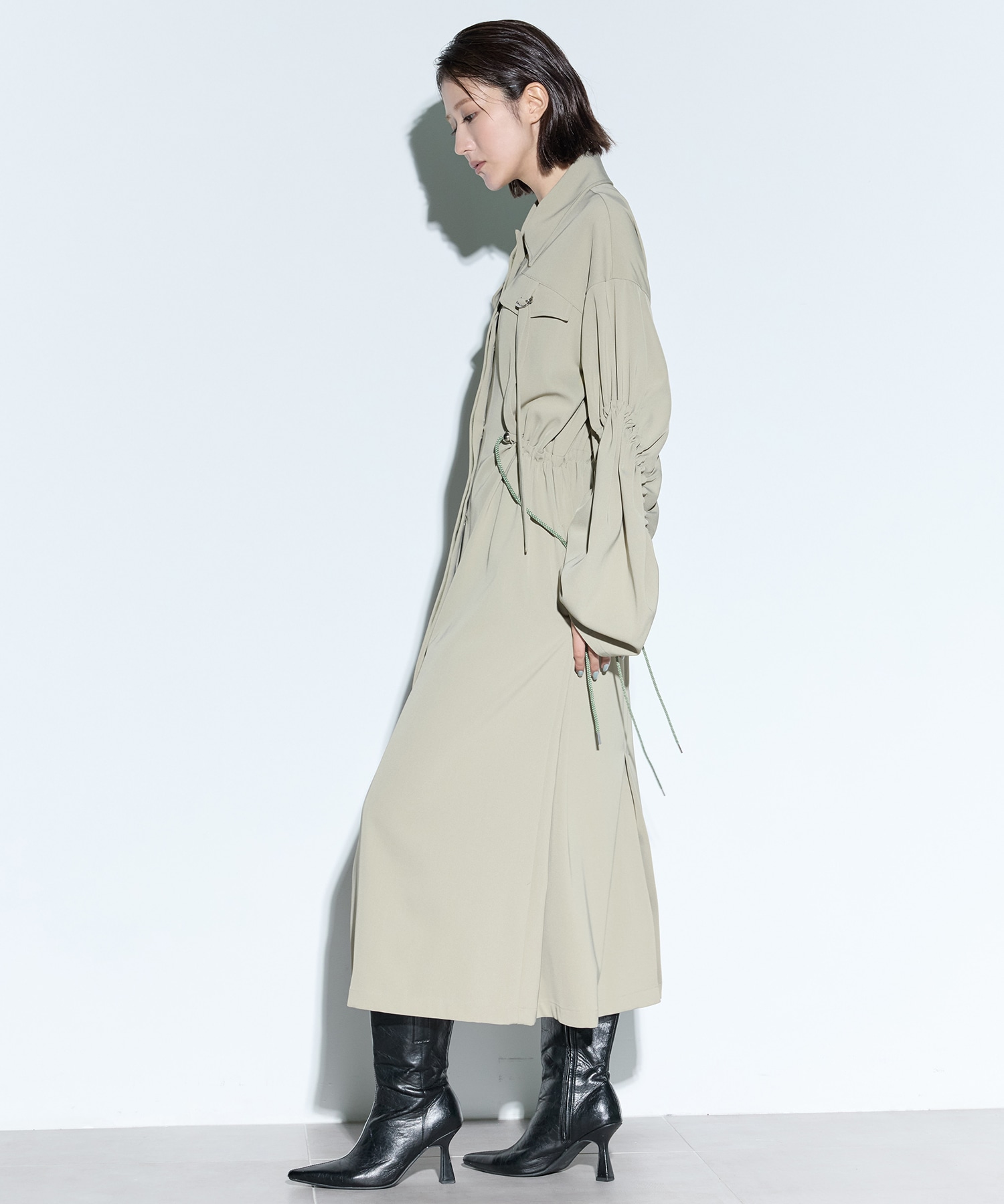 Gathered sleeve military coat MURRAL