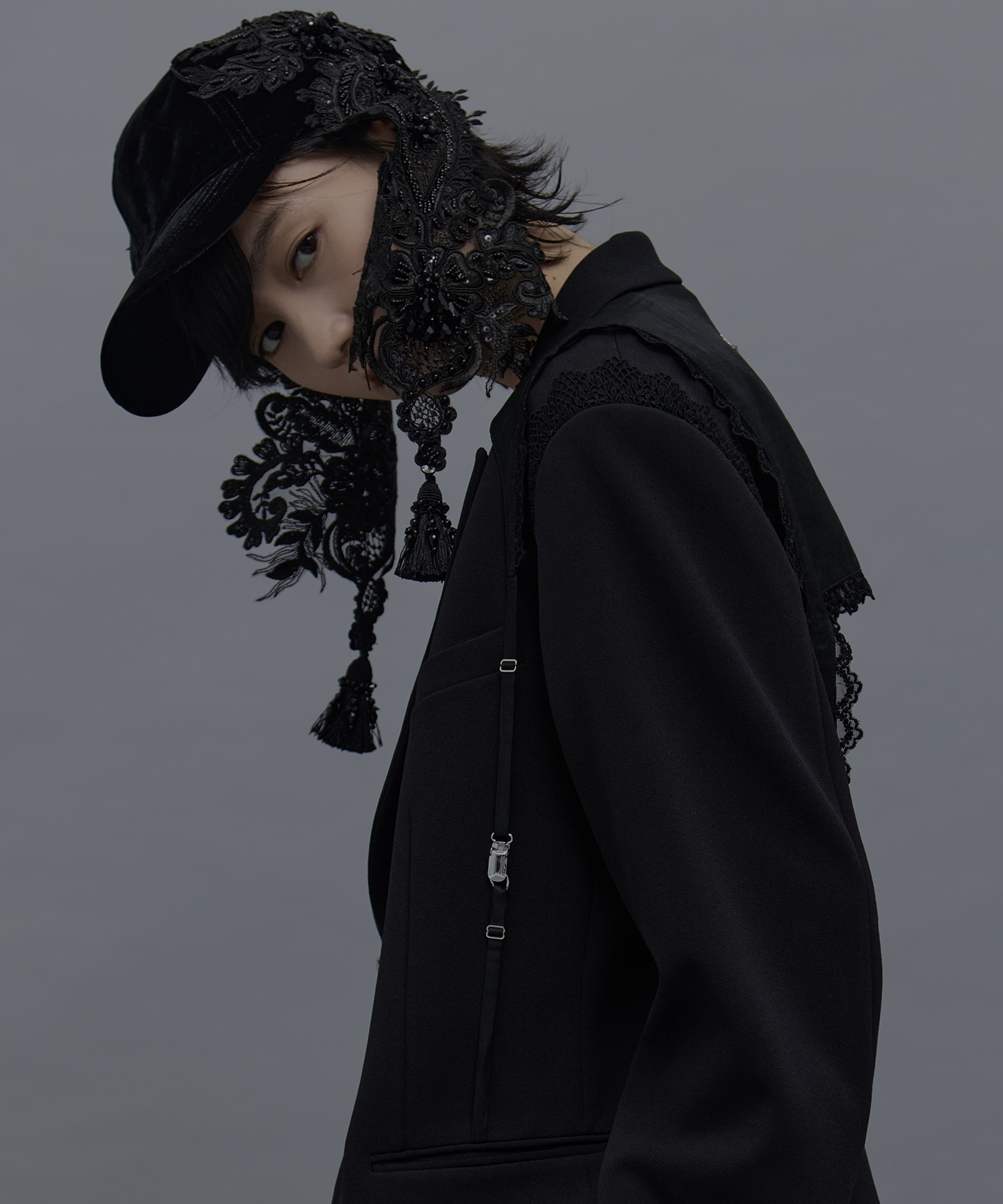 black lei beads velour cap tanakadaisuke
