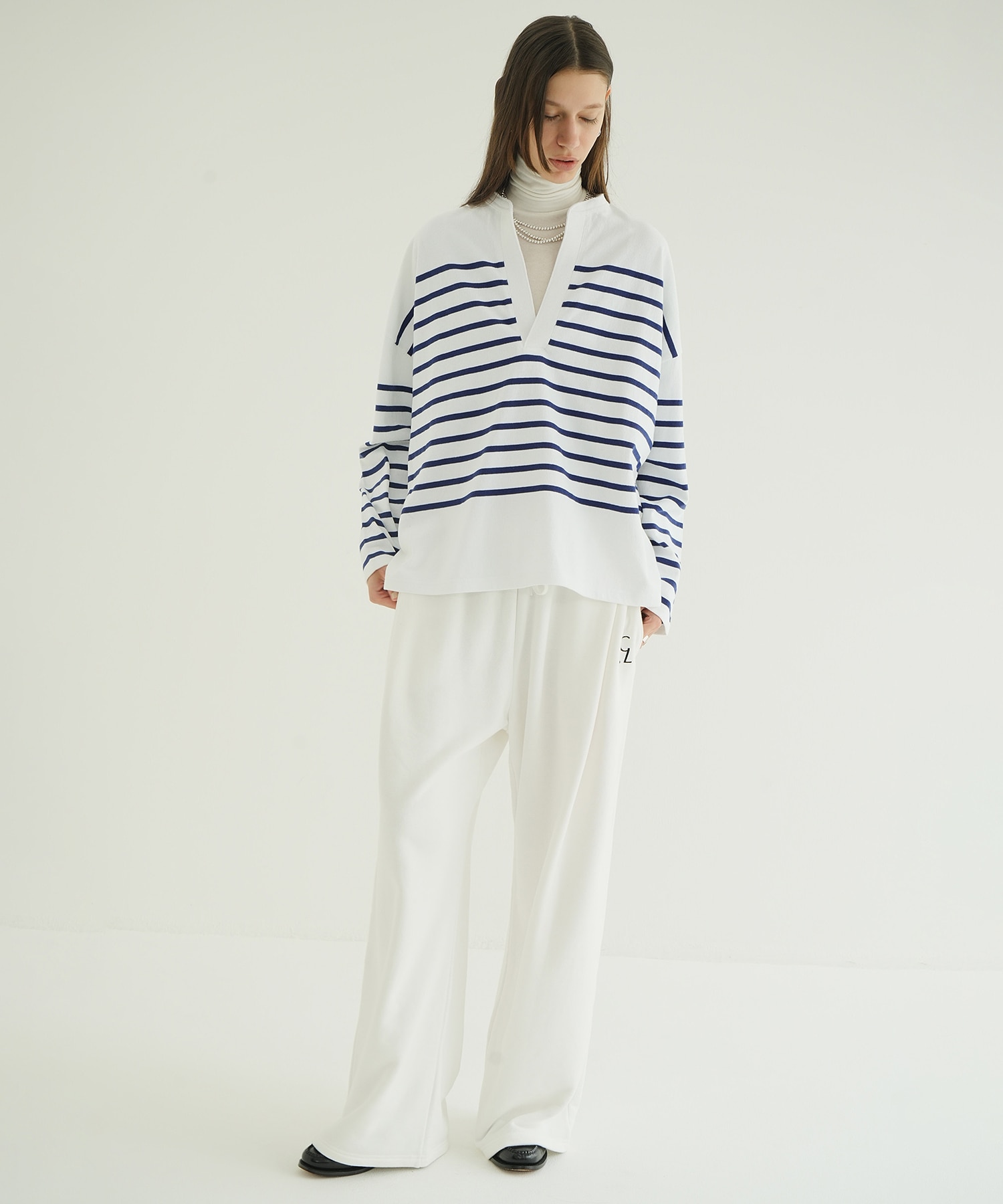 WIDE HENRY NECK BORDER TOPS CLANE