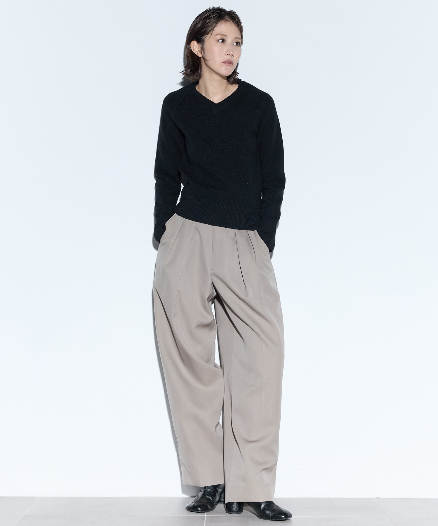 RERACS RAGRAN V NECK PULLOVER KNIT THE RERACS