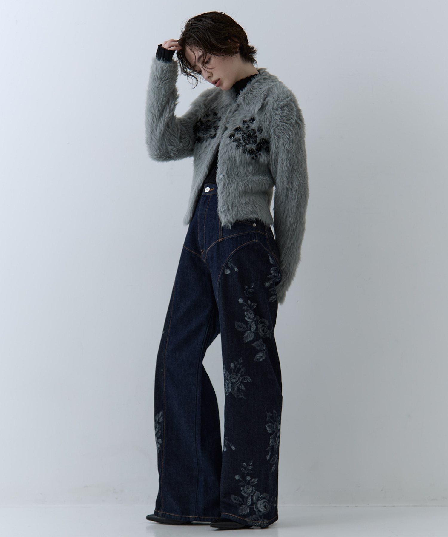 別注 シャギービジューカーディガン FETICO