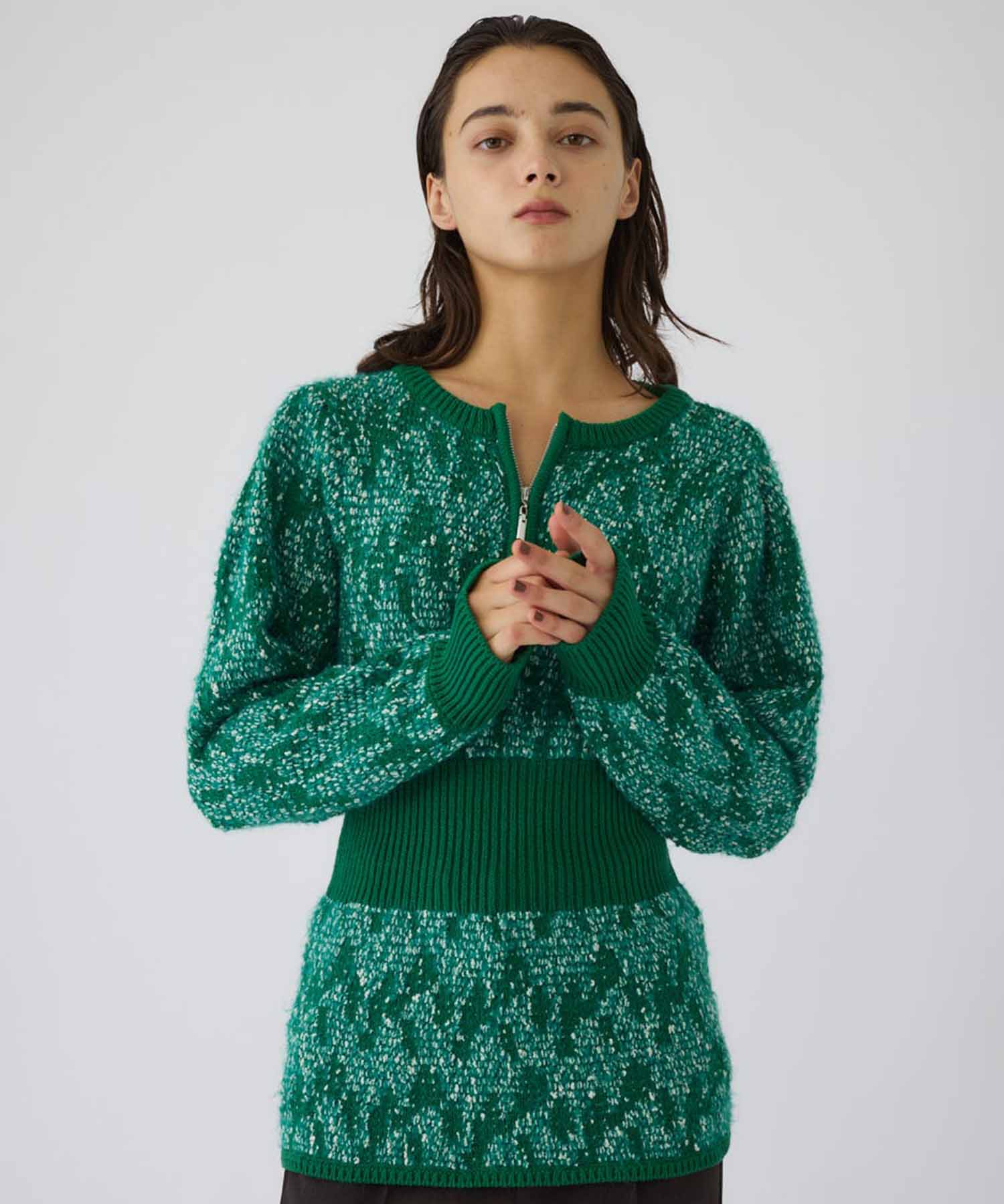 Waist switching knit tops RIM.ARK