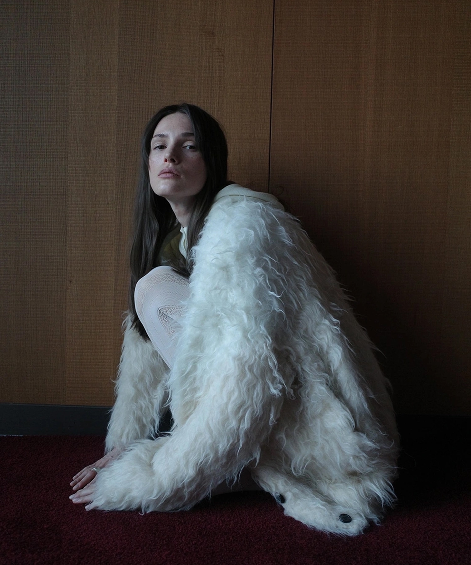 BI COLOR SHAGGY KNIT CARDIGAN CLANE