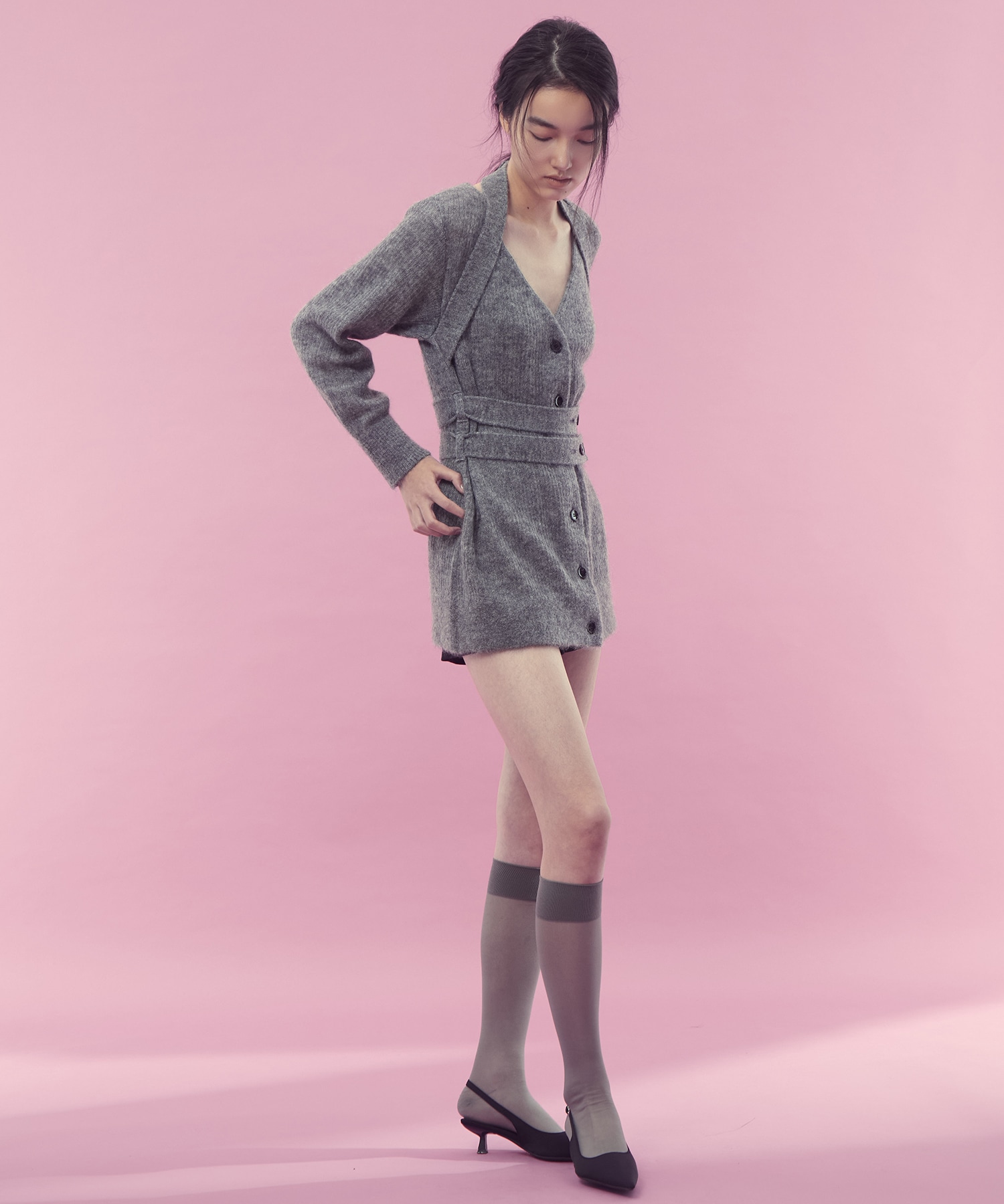 Mohair knit belted cardigan FETICO