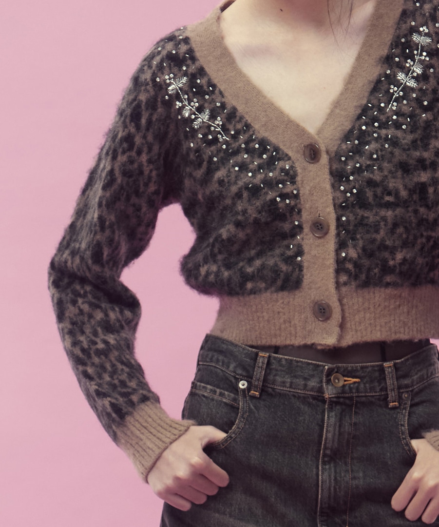 Jacquard-knit V-neck cardigan FETICO