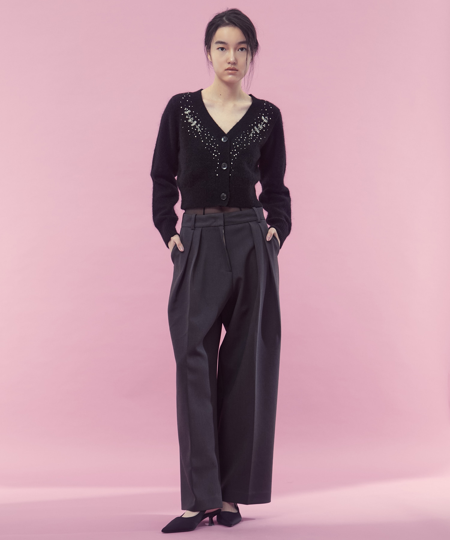 Jacquard-knit V-neck cardigan FETICO