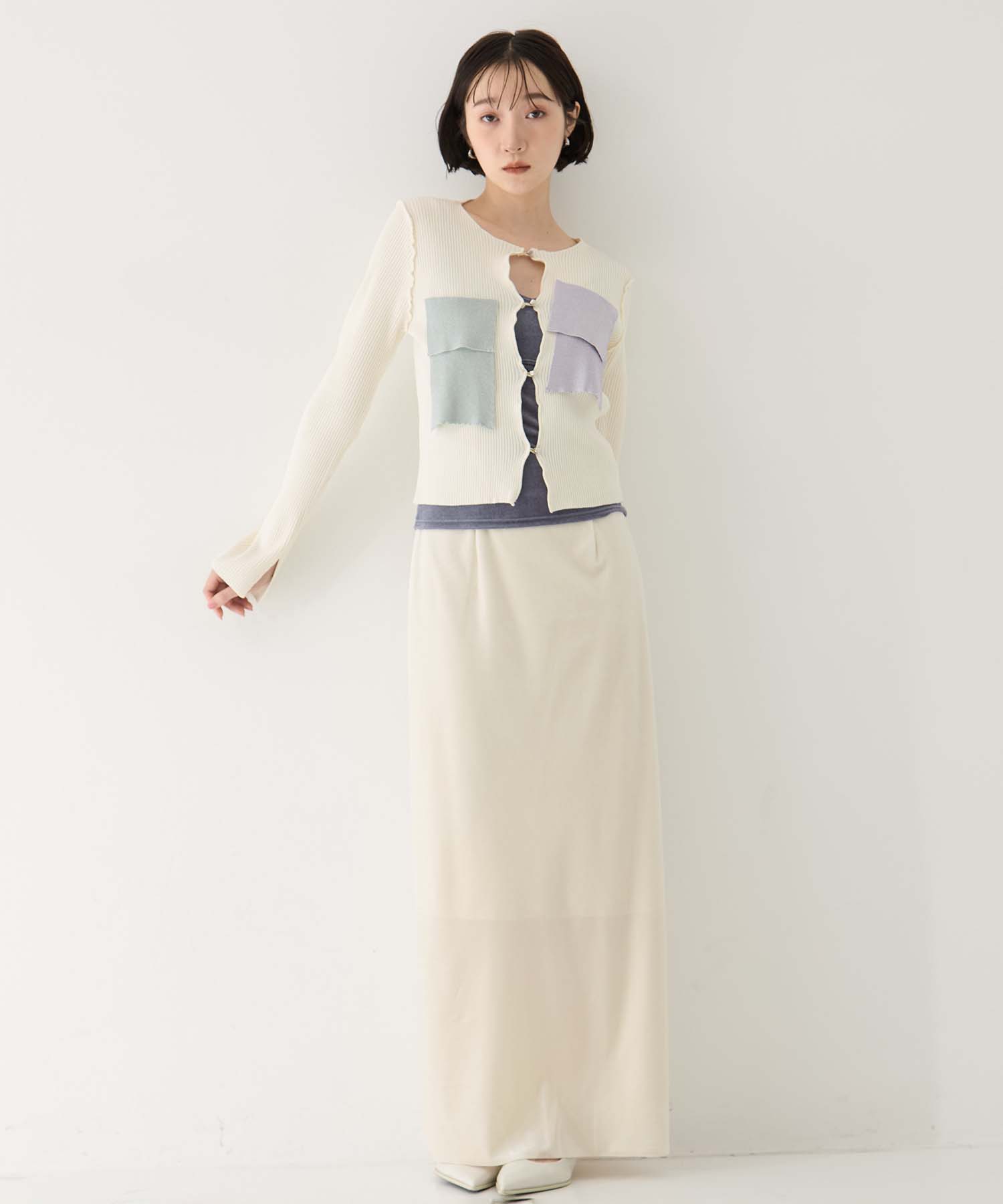 別注 RIB KNIT CARDIGAN(FREE WHITE): kotohayokozawa: WOMENS