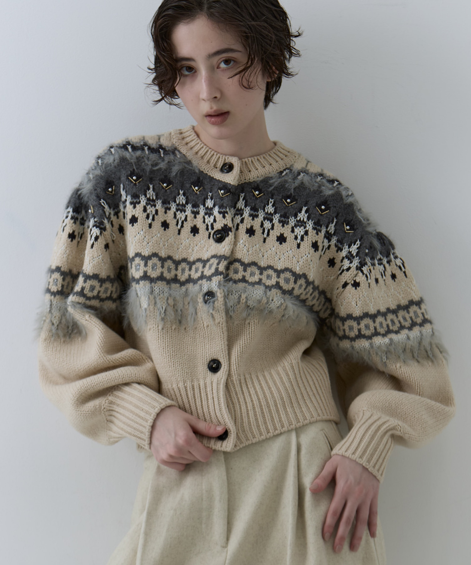 UND 2WAY LADY NORDIC KNIT CARDIGAN AMERI