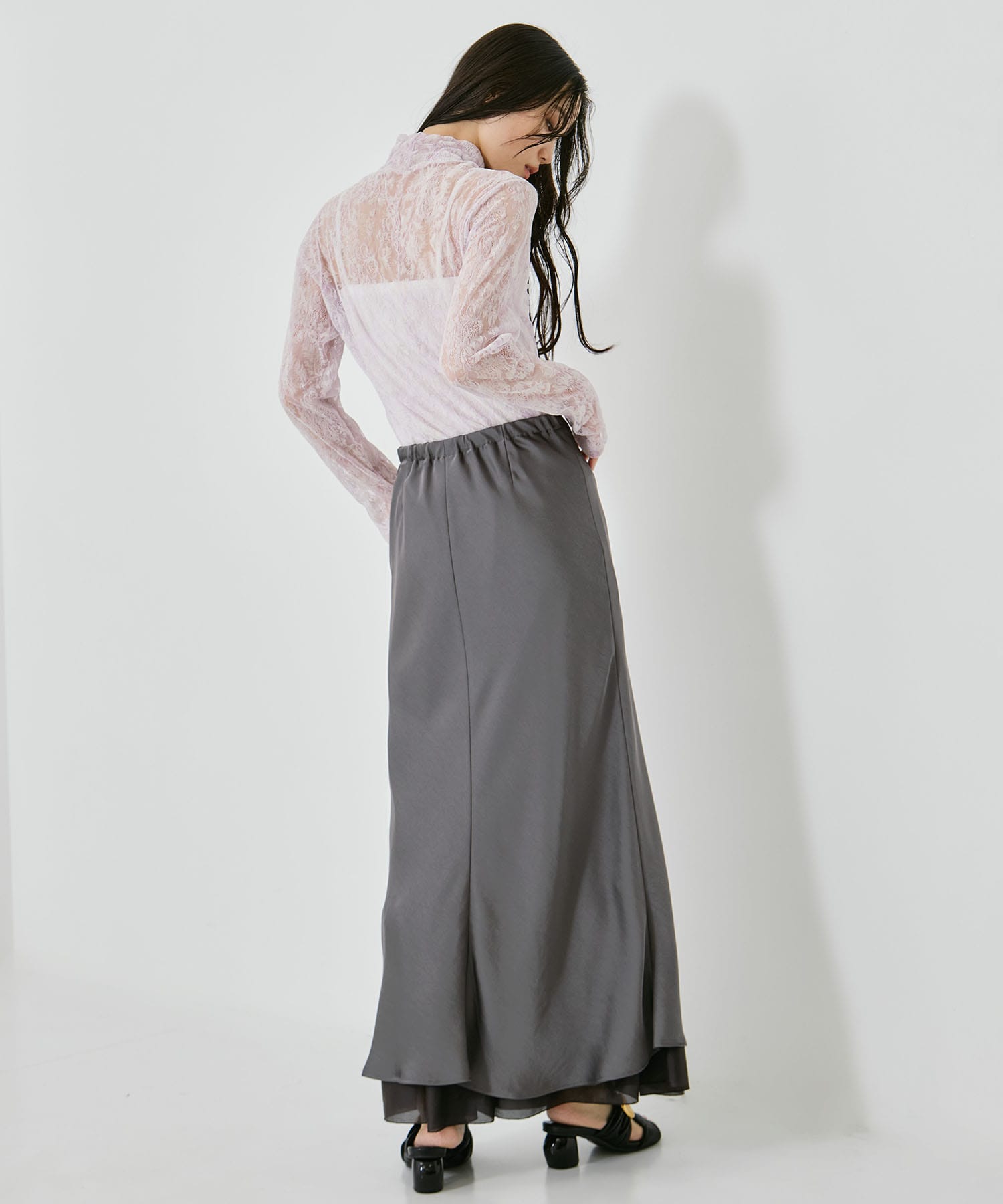 LAYERED SATIN MERMAID SKIRT STUDIOUS