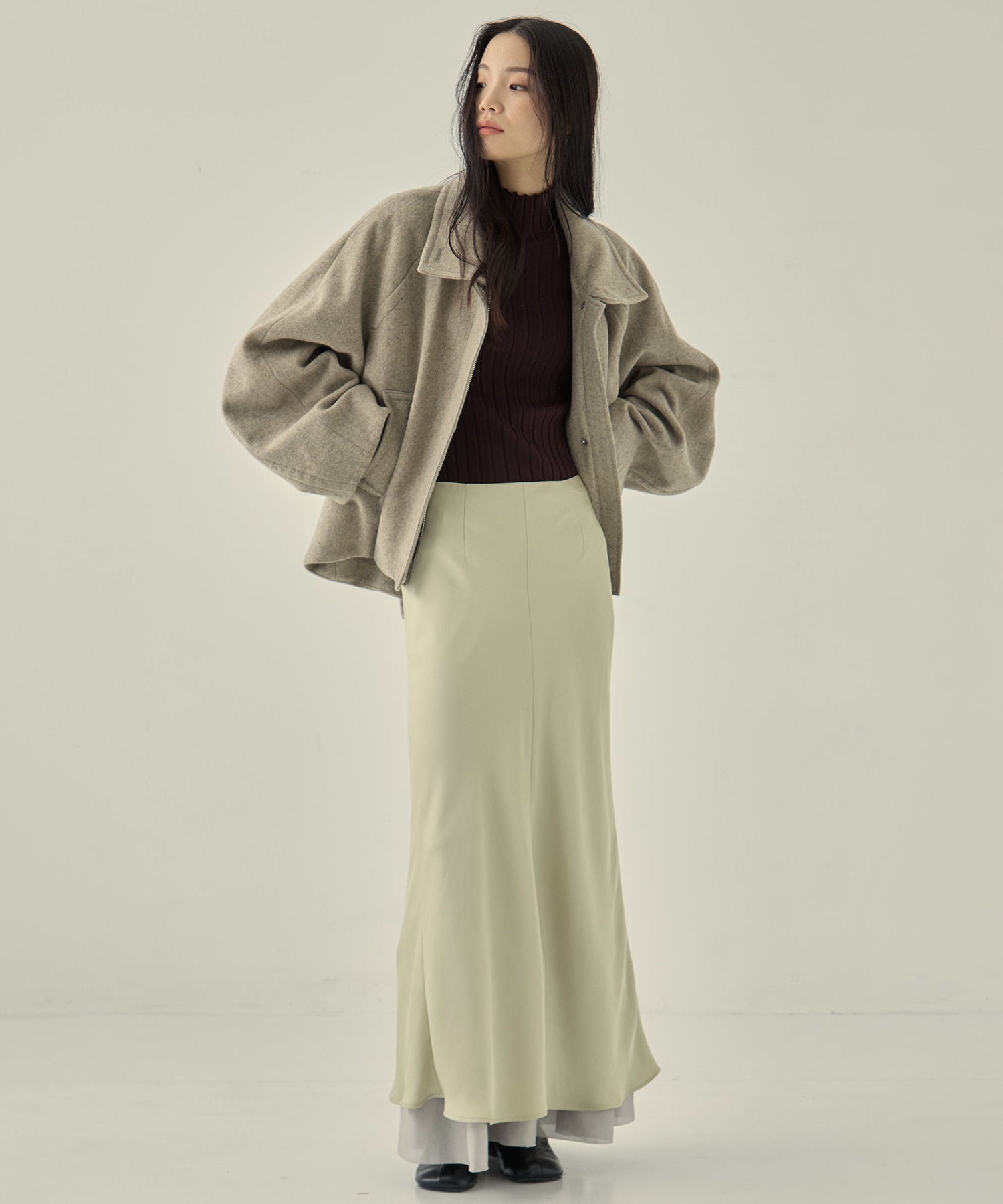 LAYERED SATIN MERMAID SKIRT STUDIOUS