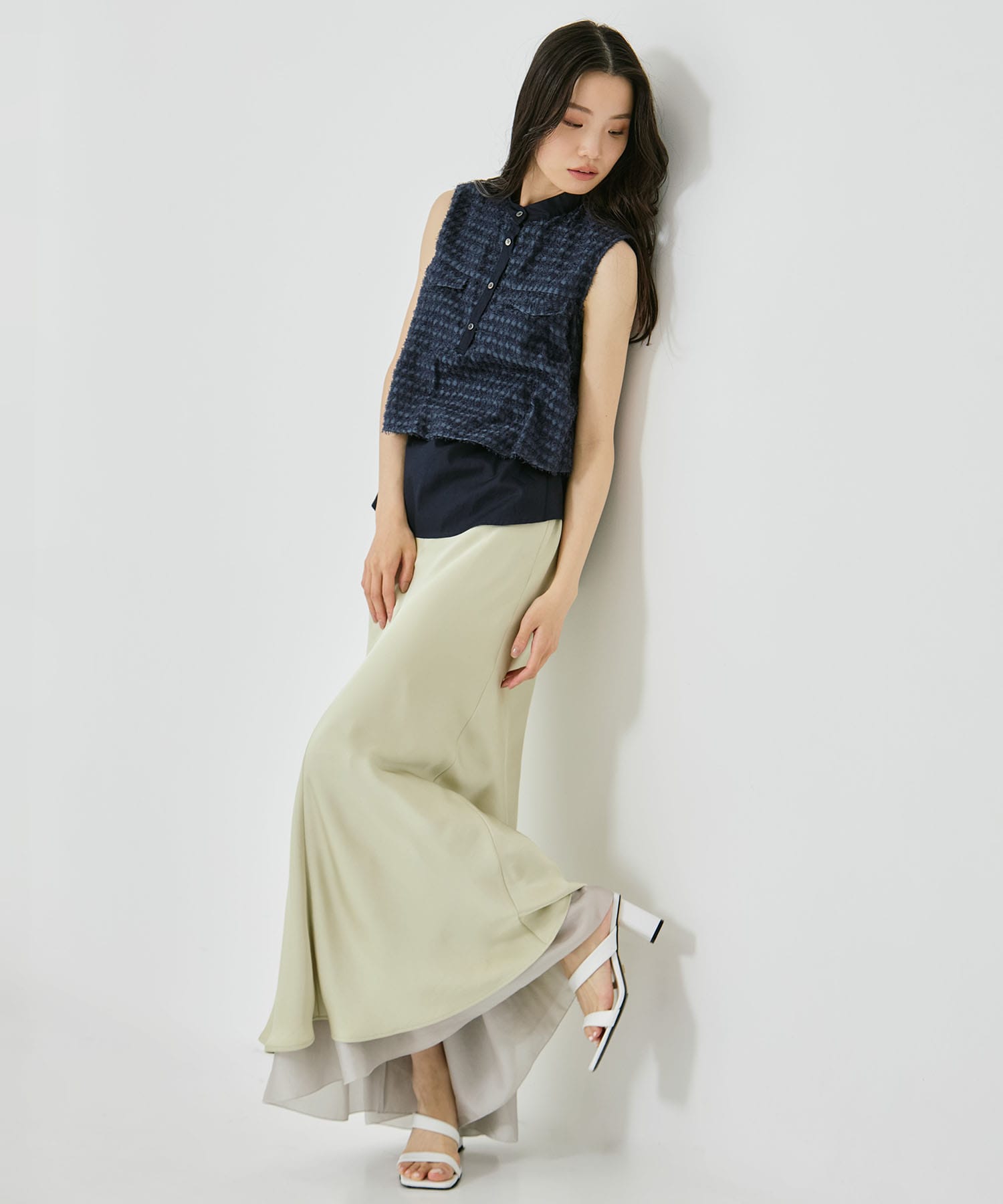LAYERED SATIN MERMAID SKIRT STUDIOUS