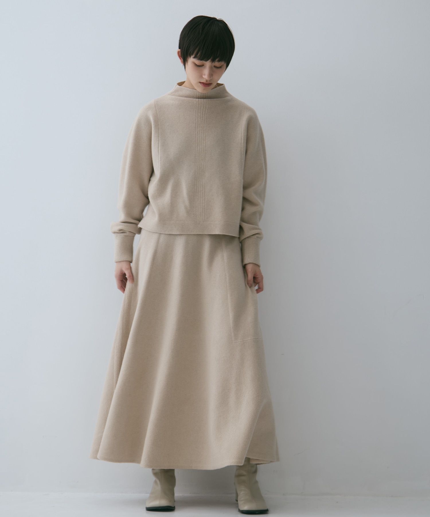 別注 CASHMERE FLARE LONG SKIRT WRAPINKNOT