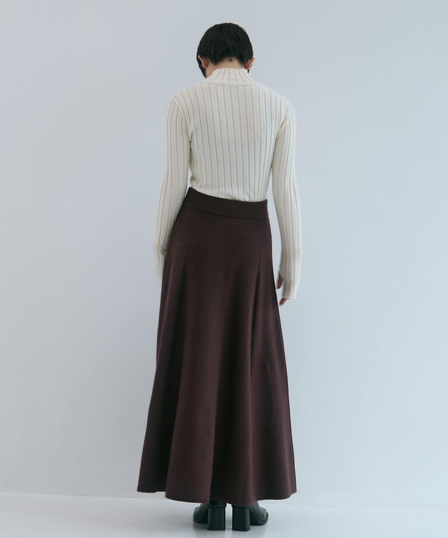 別注 CASHMERE FLARE LONG SKIRT WRAPINKNOT
