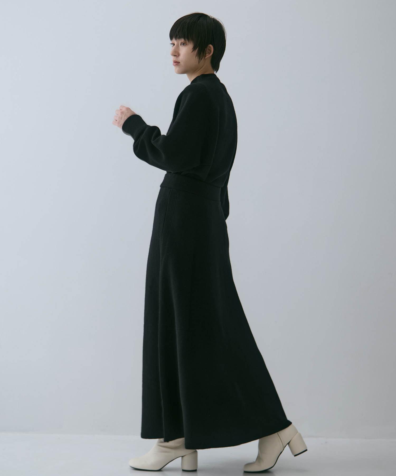 別注 CASHMERE FLARE LONG SKIRT WRAPINKNOT