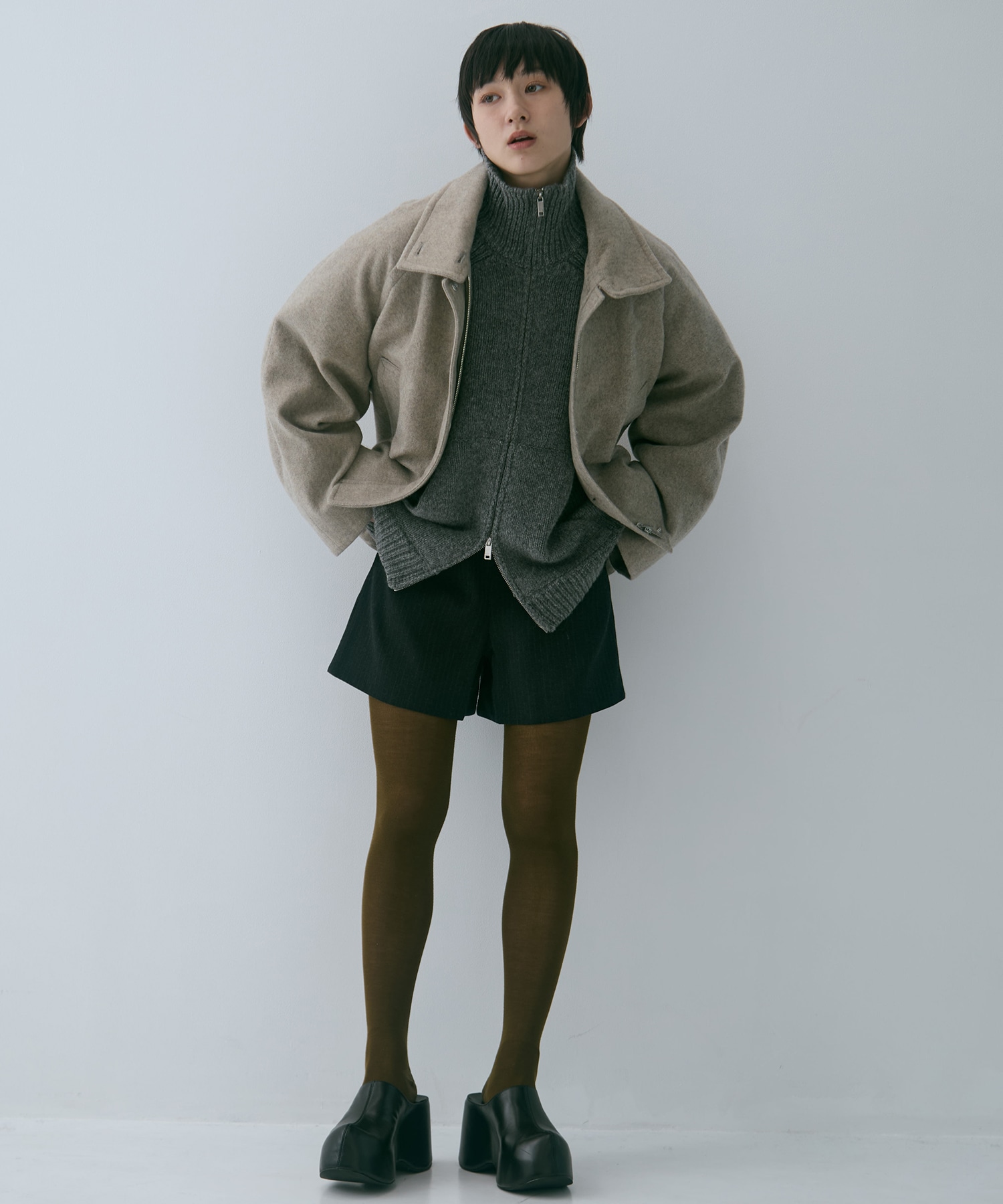 Stand Collar Wool Blouson STUDIOUS