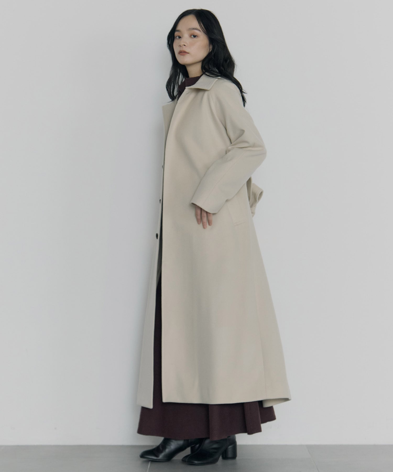別注スタンドカラーロングコート Dessin de mode