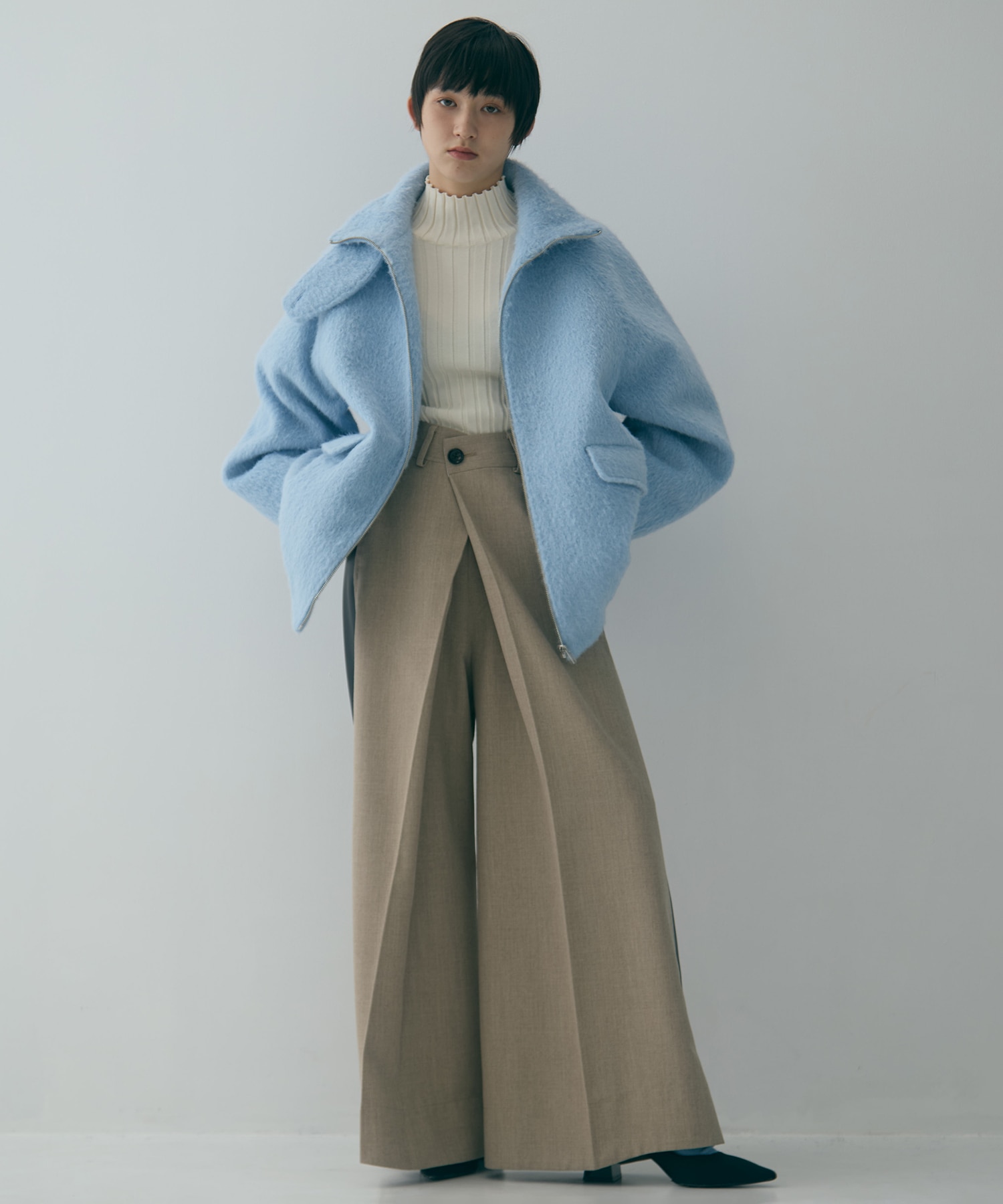 【WEB限定カラー】STAND COLLAR SHAGGY MIDDLE COAT STUDIOUS