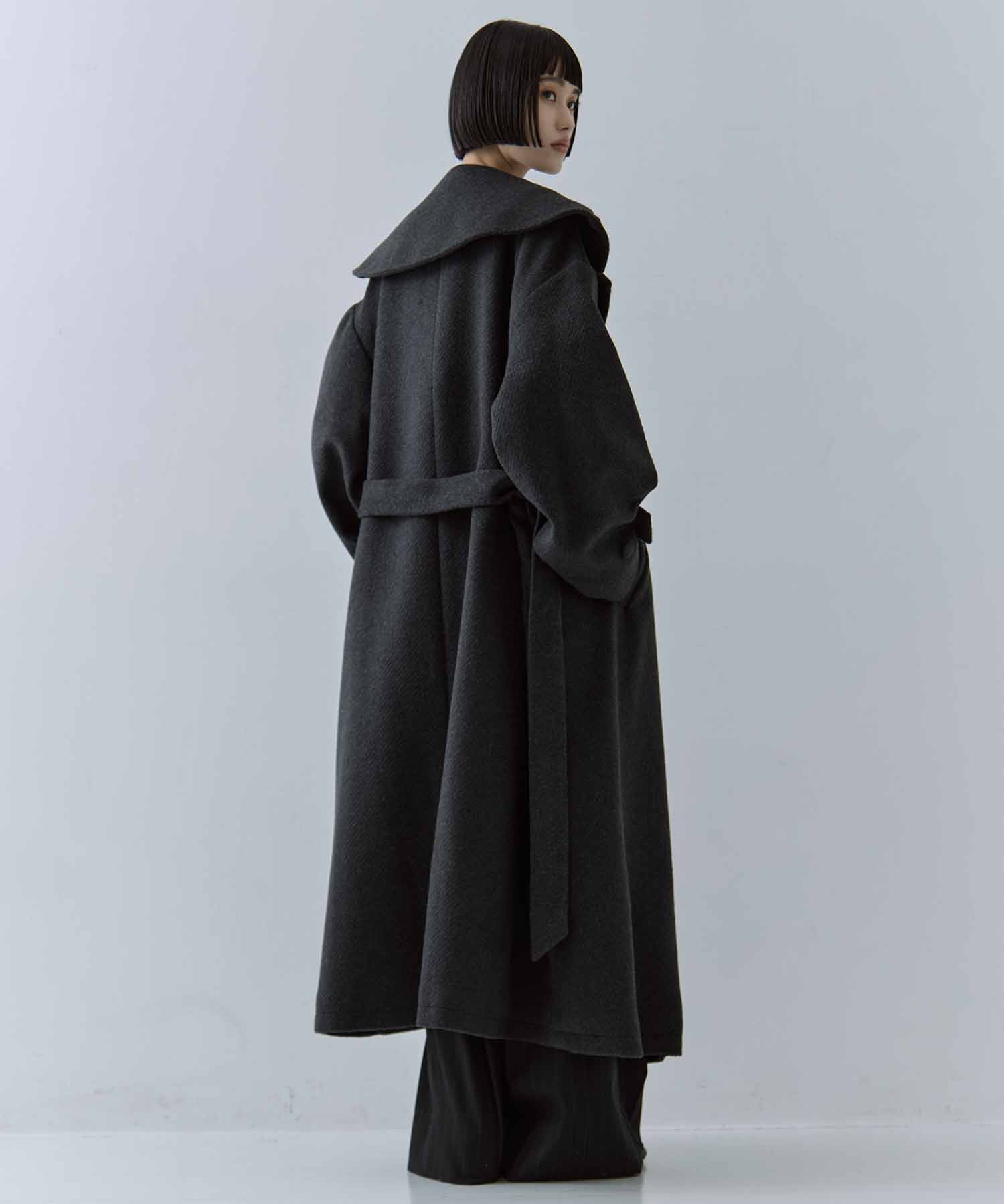 UND BIG ROUND COLLAR WOOL LONG COAT AMERI