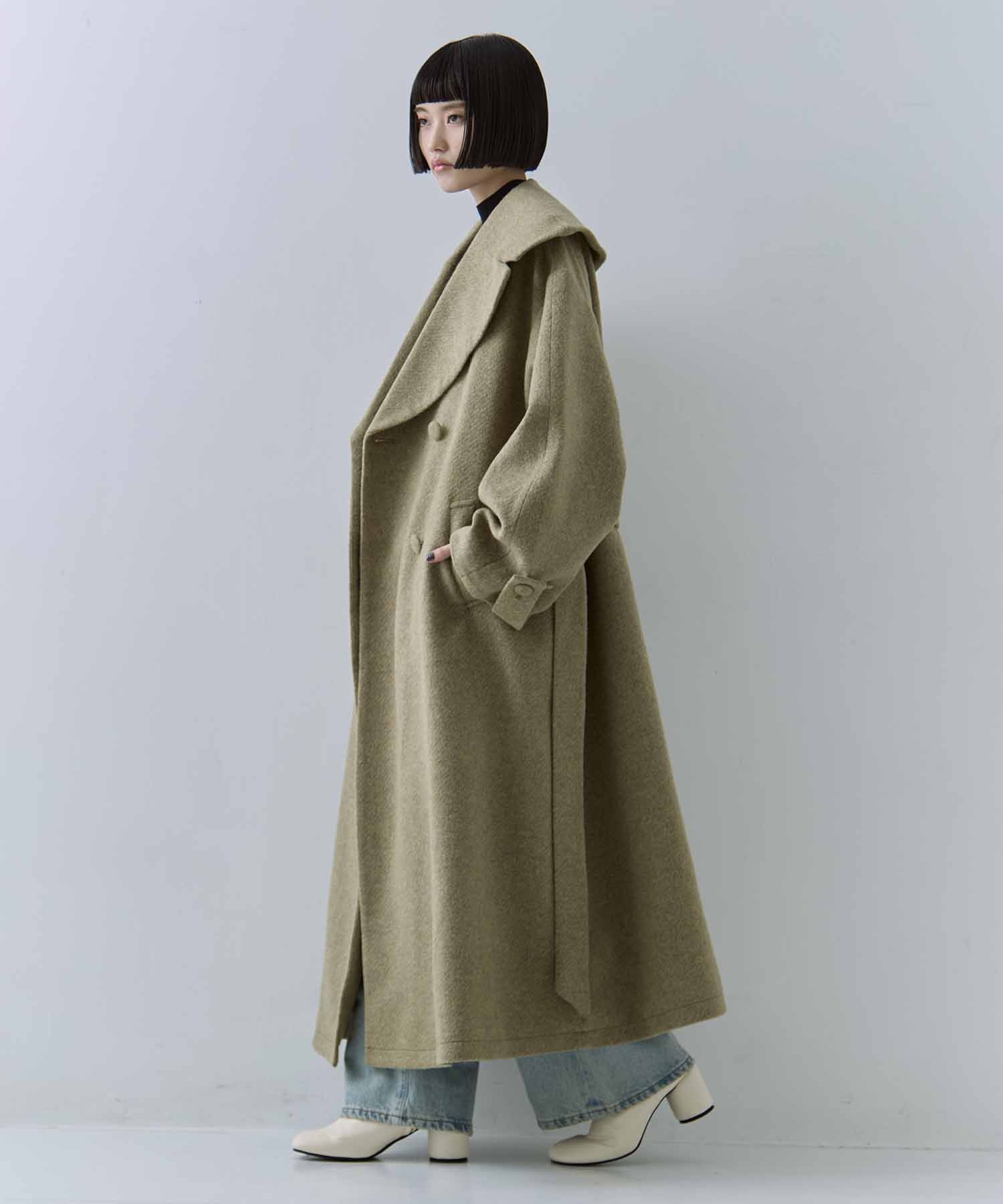 UND BIG ROUND COLLAR WOOL LONG COAT AMERI