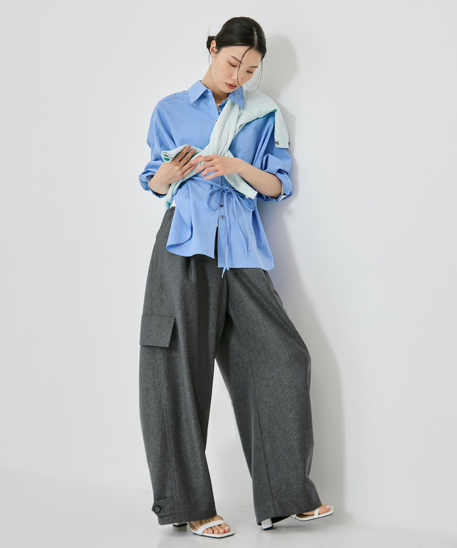 【新色】Wide Stripe 2way Shirt STUDIOUS