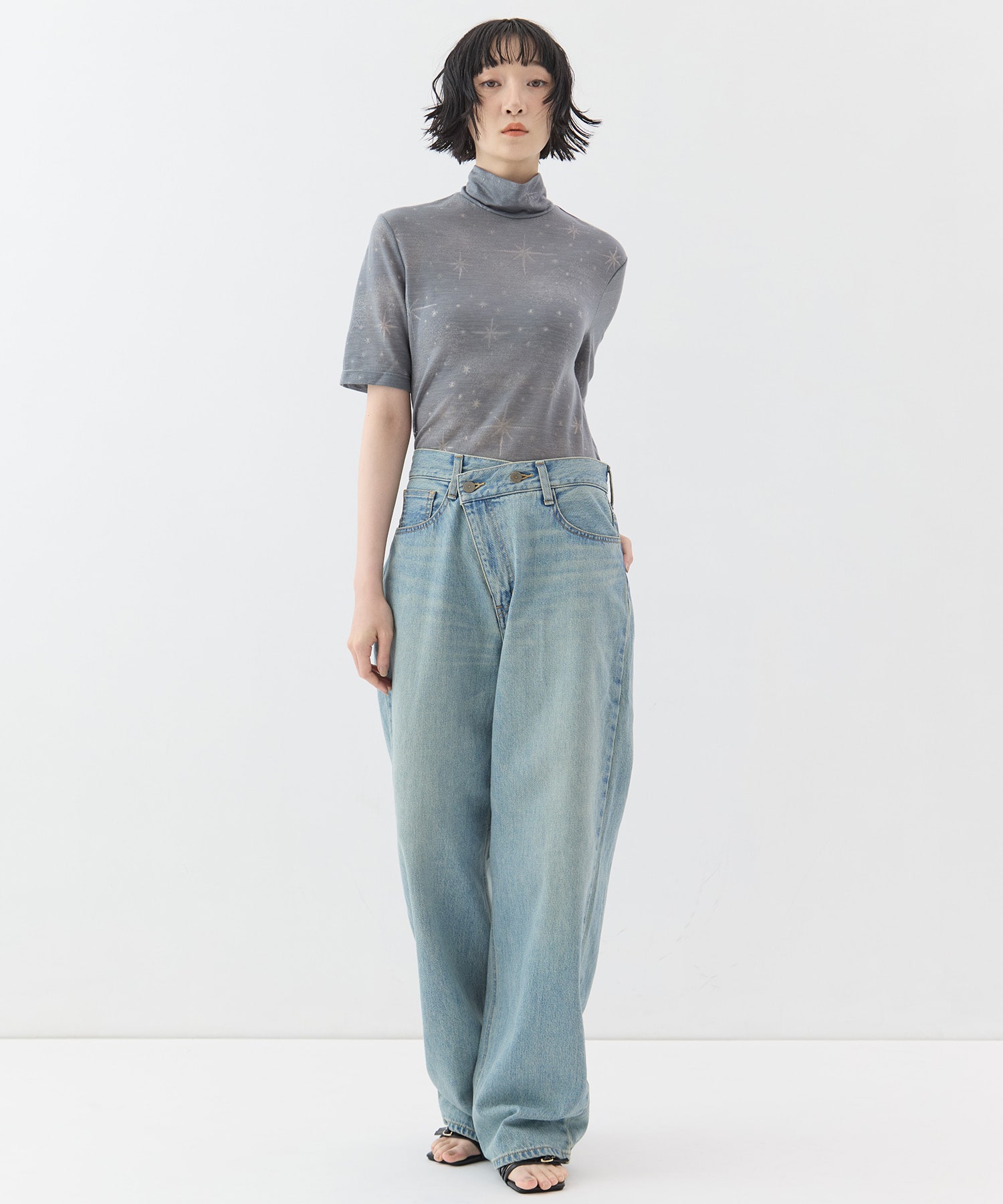 Starry Jersey Short Sleeve Sheer Top Mame Kurogouchi