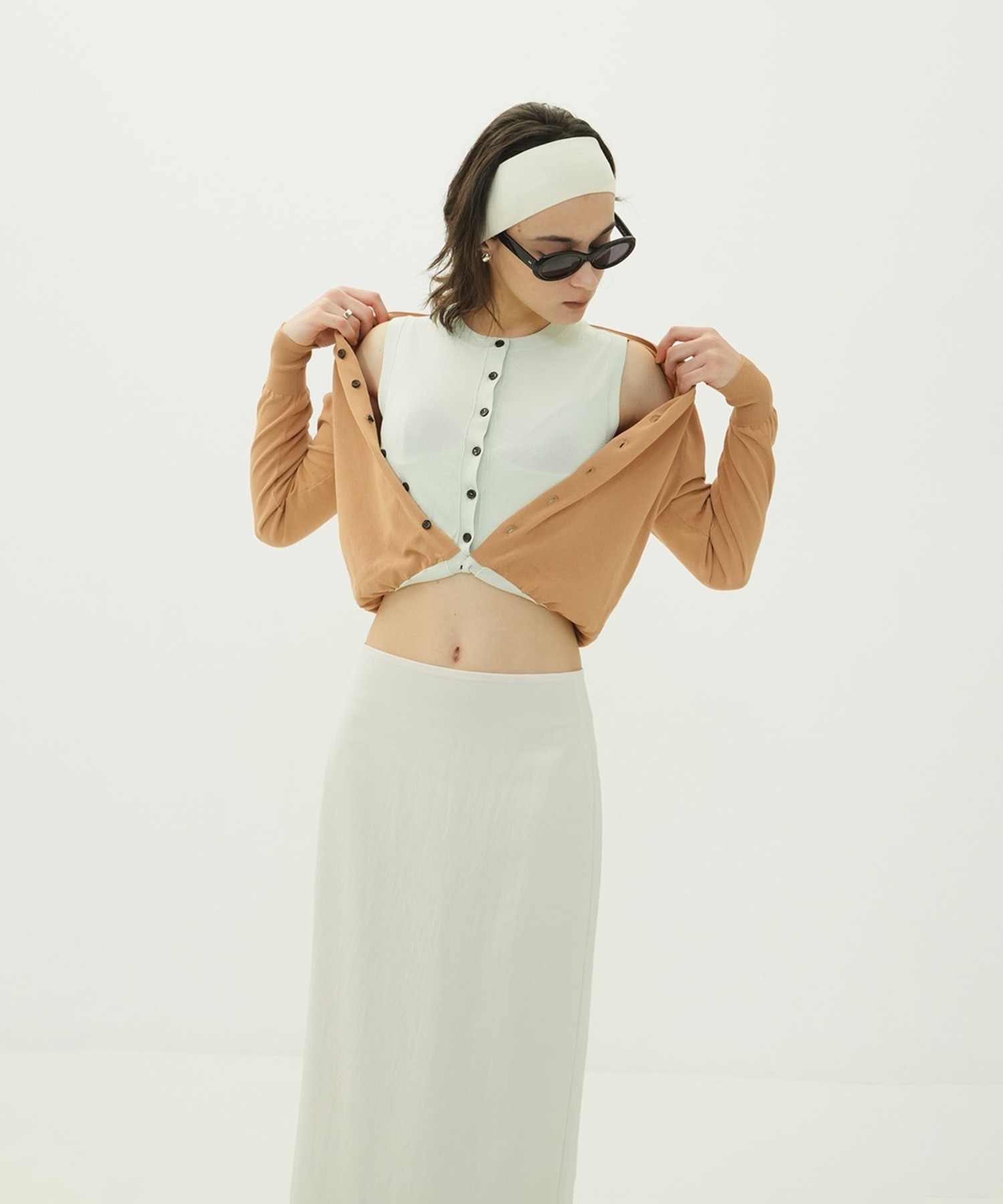 W LAYERED KNIT CARDIGAN CLANE