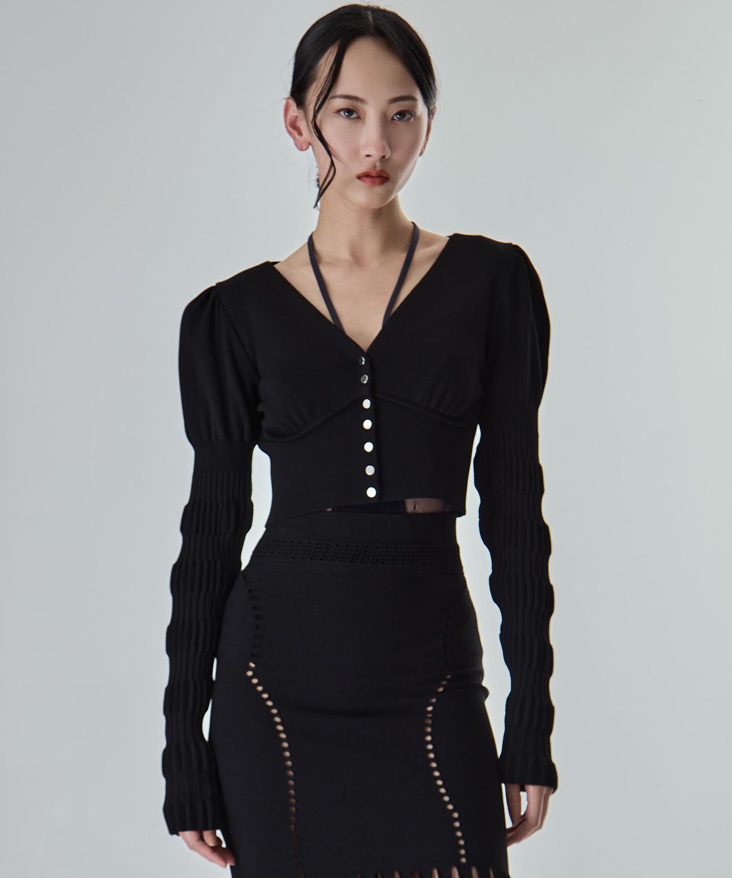 別注 STRIPE KNIT SHORT CARDIGAN FETICO