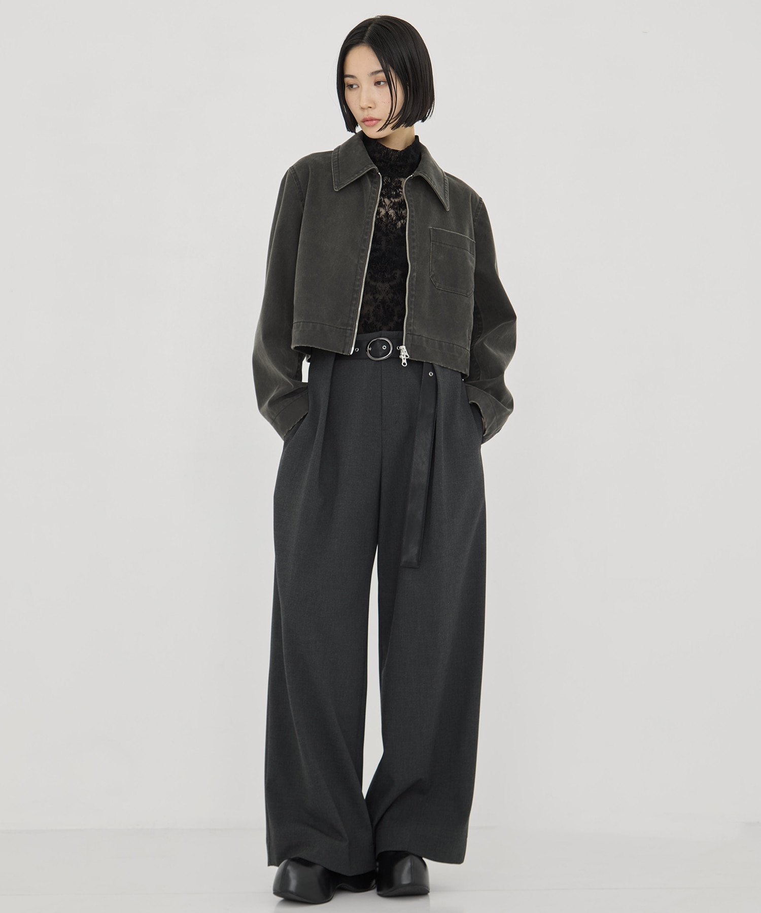 Belted Stretch Trousers STUDIOUS