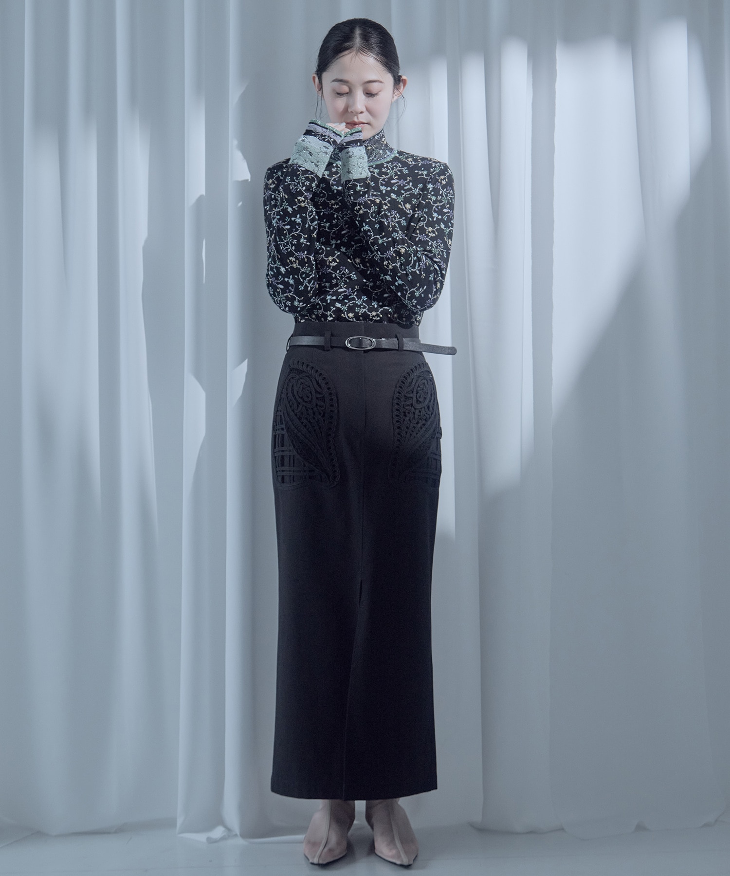 別注Cording Embroidery Detailed I-line Skirt Mame Kurogouchi