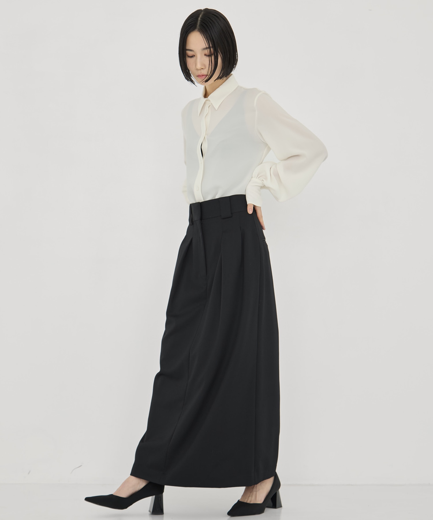 BLACK FORMAL HIGH WAIST SKIRT CINOH