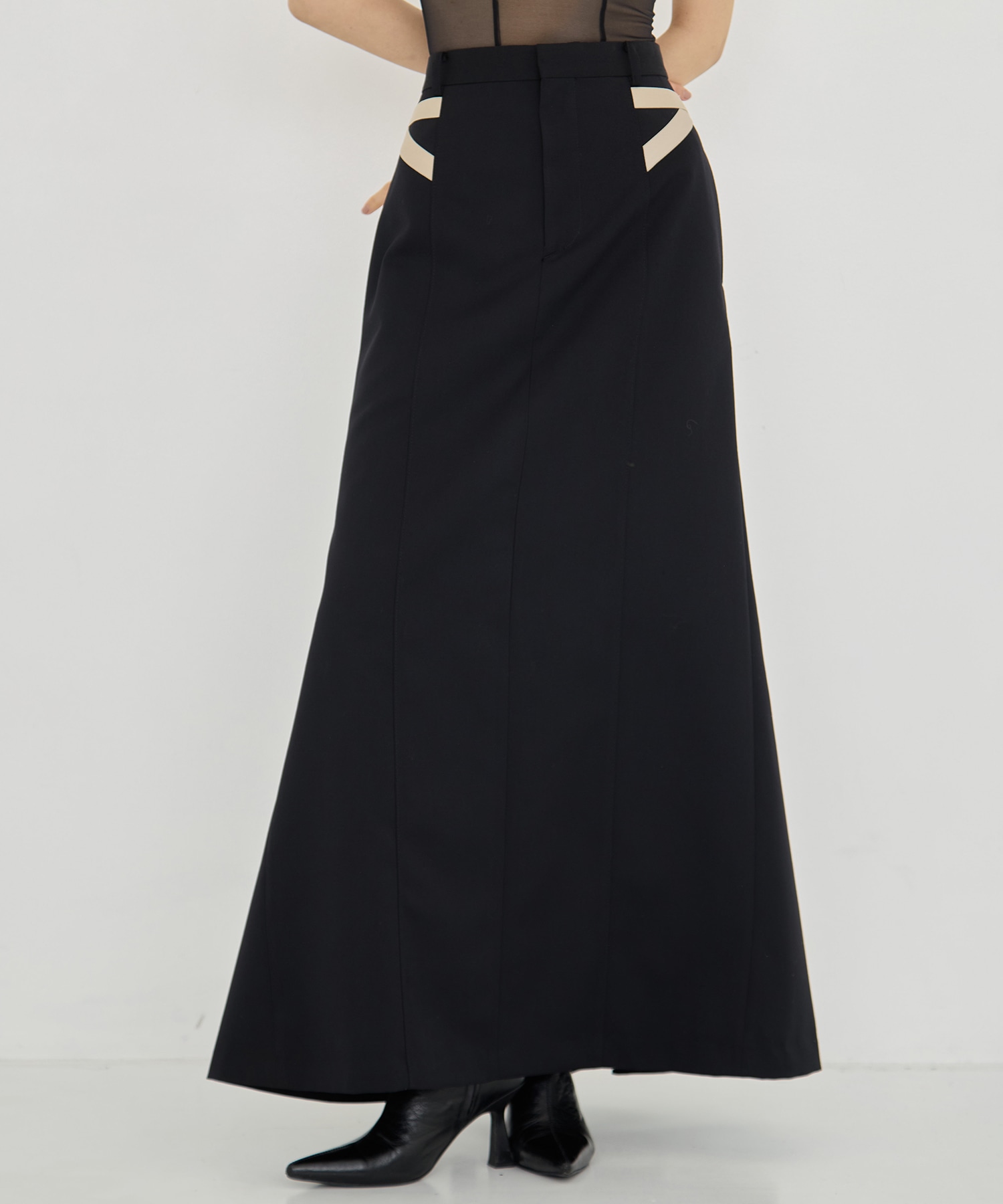 WOOL DOBBY SIDE STRAP SKIRT JOHN LAWRENCE SULLIVAN