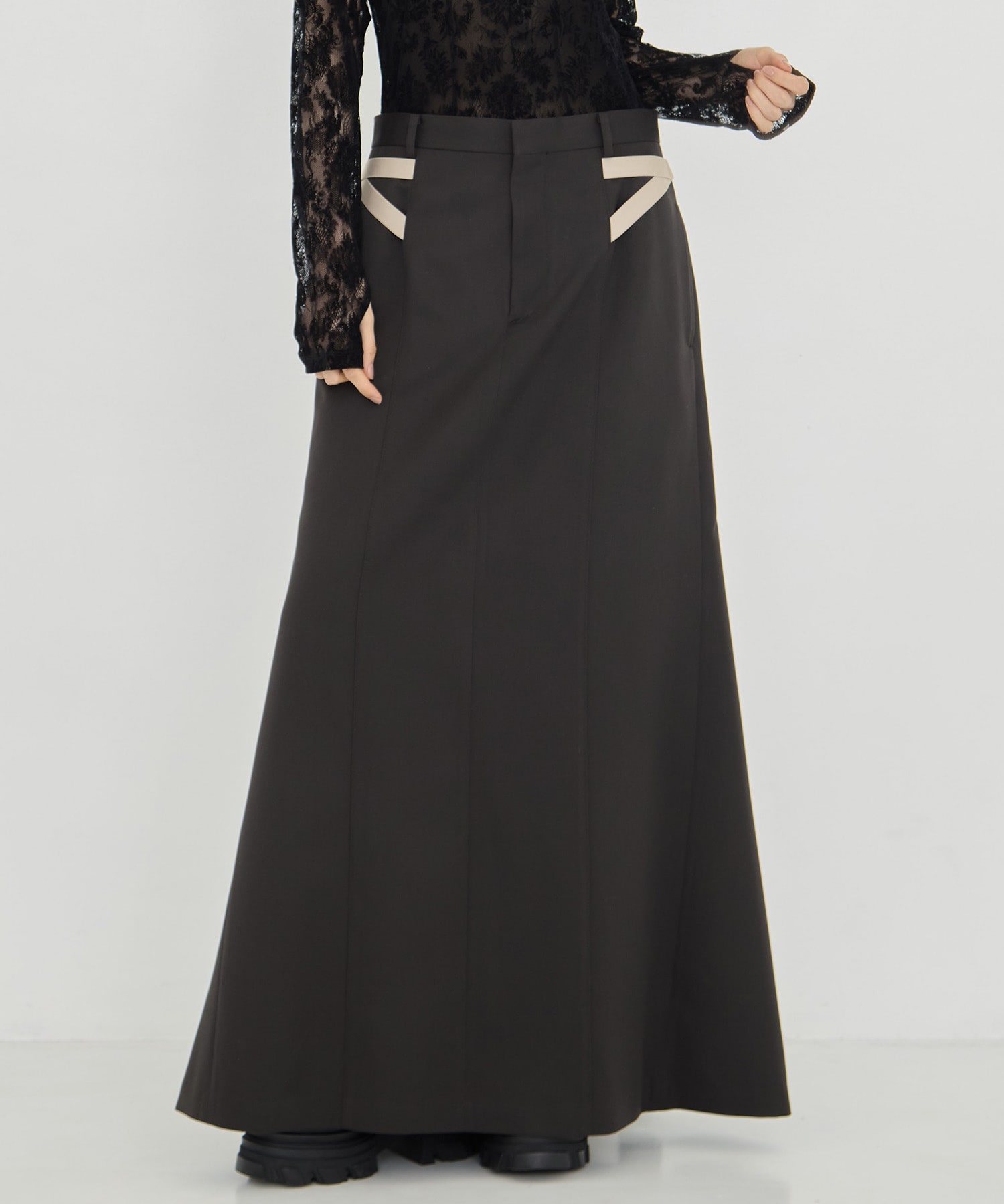 WOOL DOBBY SIDE STRAP SKIRT JOHN LAWRENCE SULLIVAN