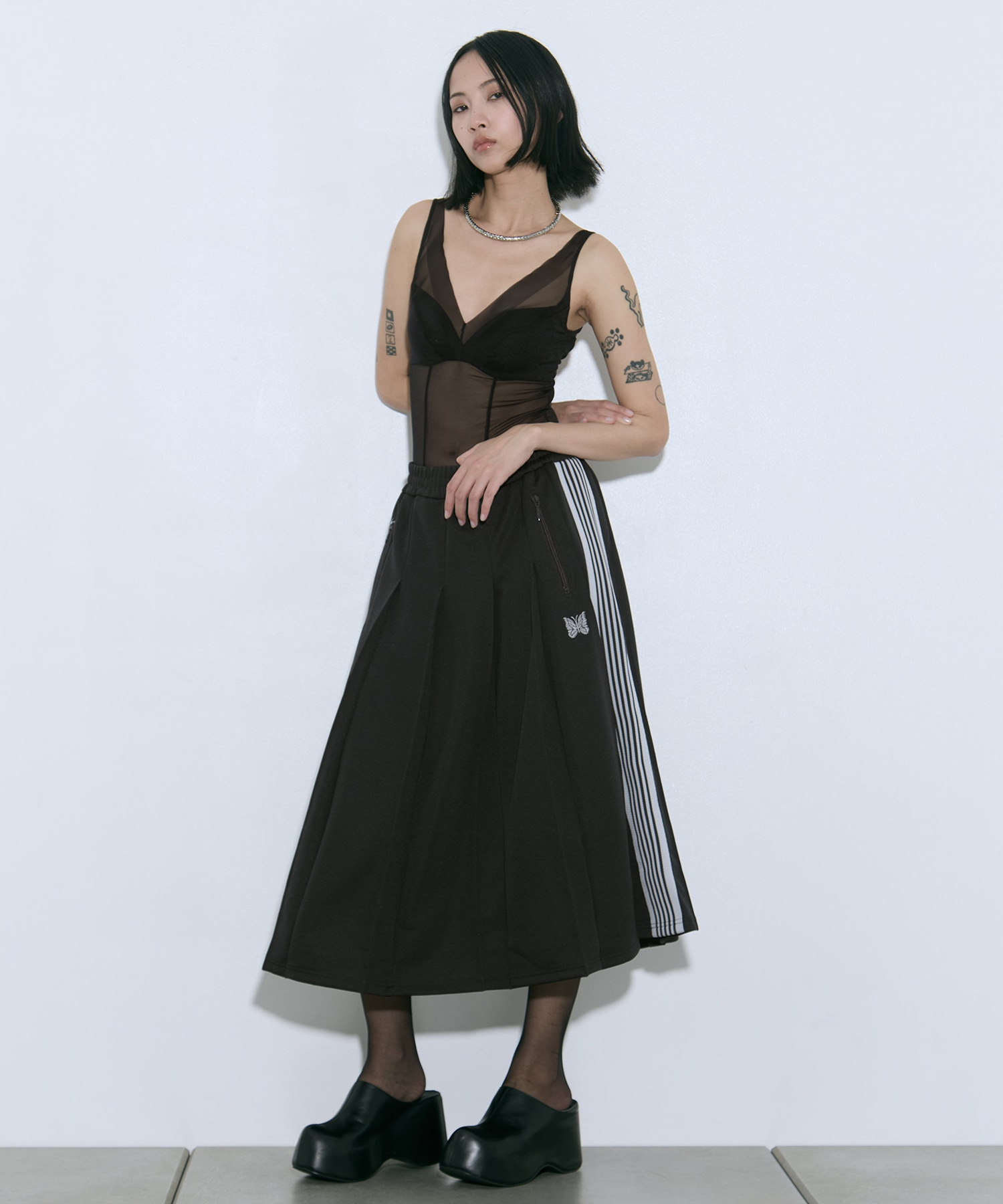 Pleated Track Skirt - Poly Smooth 