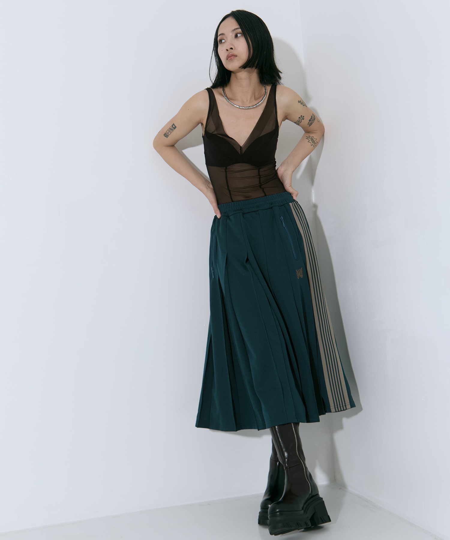 Pleated Track Skirt - Poly Smooth 