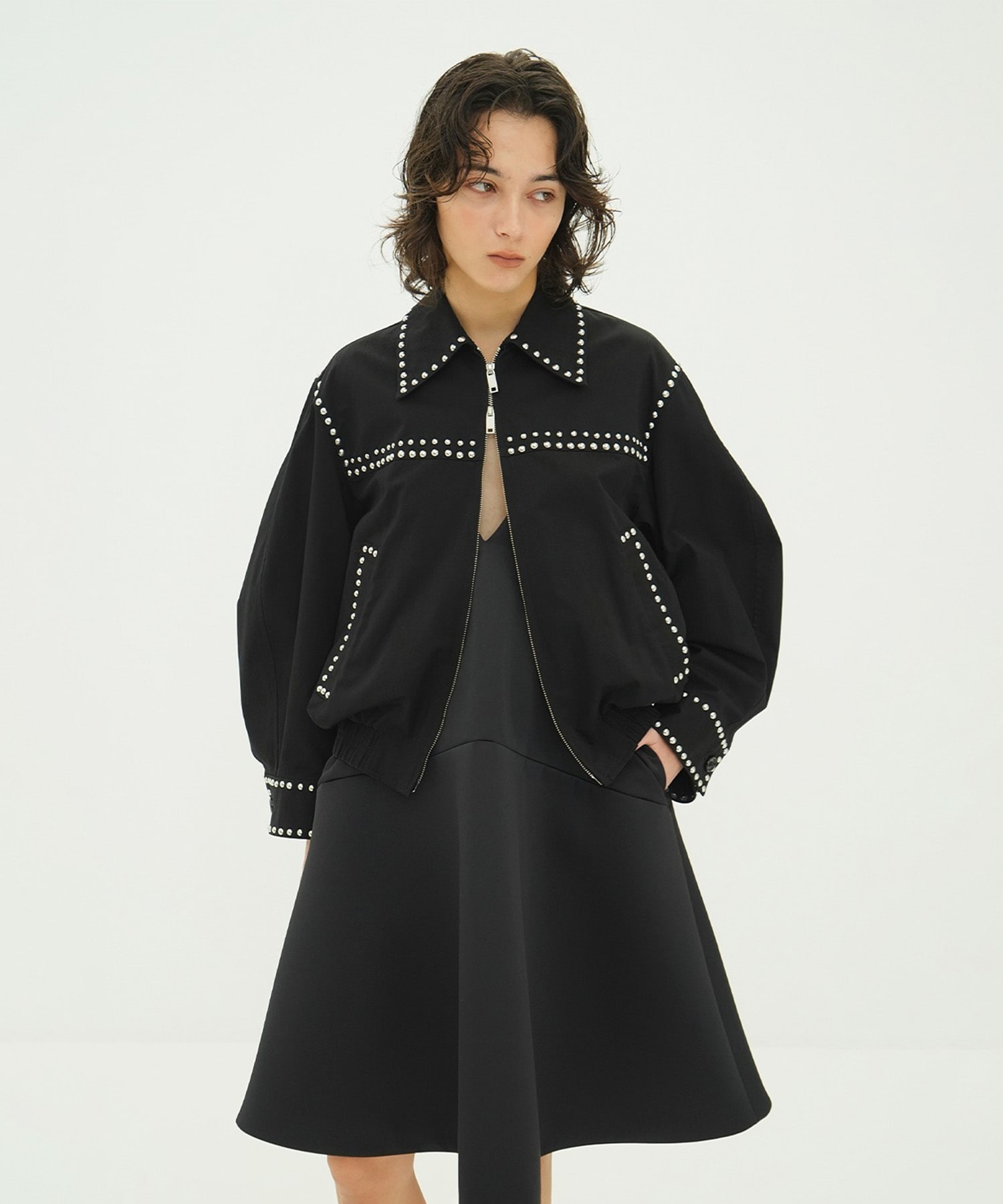 W COLOR STUDDED DRIZZLER JACKET CLANE
